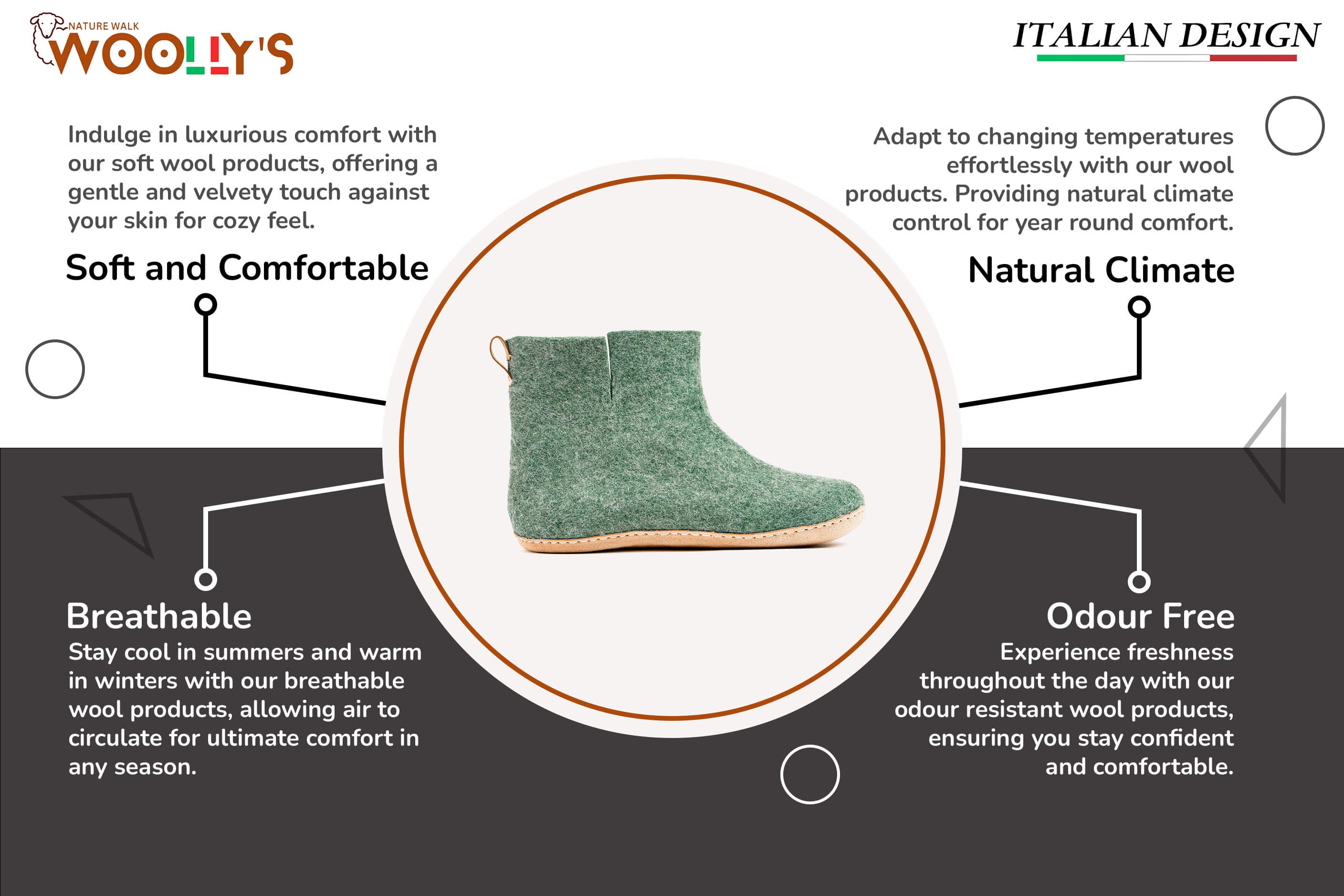 Indoor Boots With Leather Sole - Jungle Green Feature