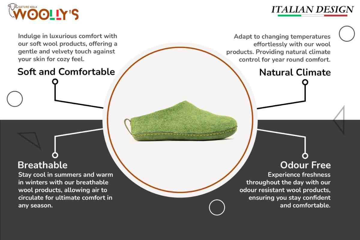 Indoor Open Heel Slippers With Leather Sole - Green