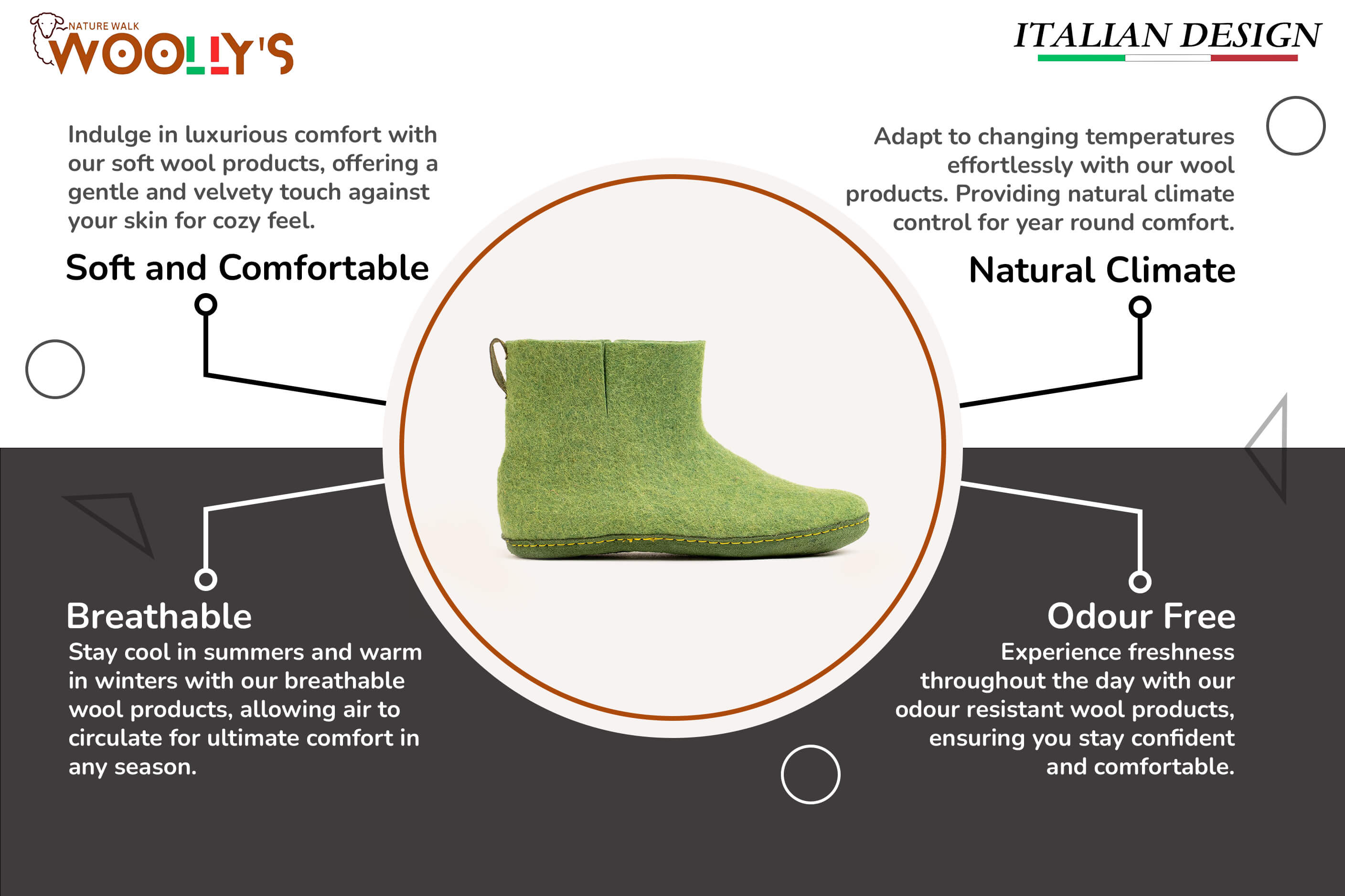 Indoor Boots With Leather Sole - Green Feature