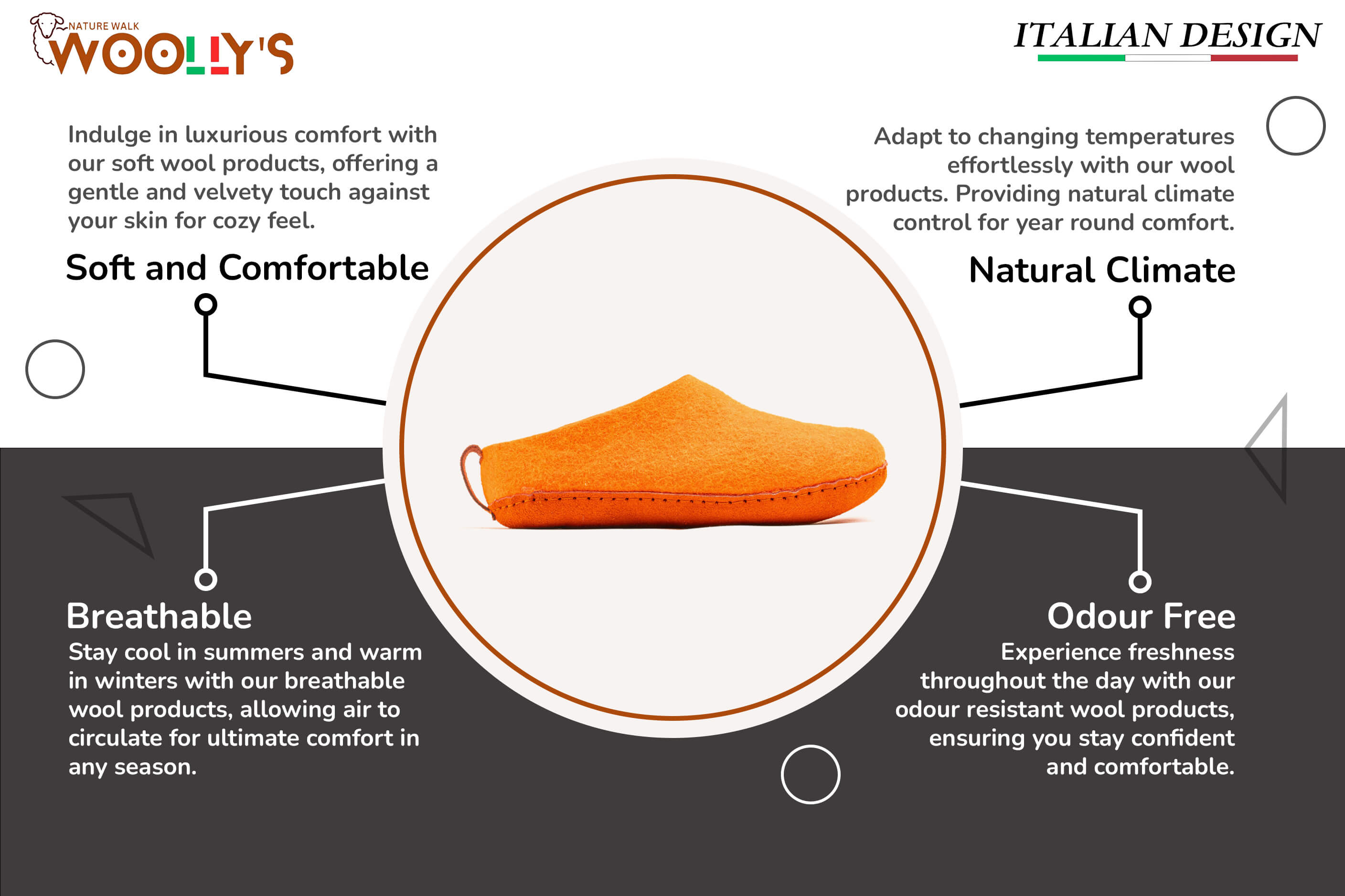 Indoor Open Heel Slippers With Leather Sole - Orange Feature