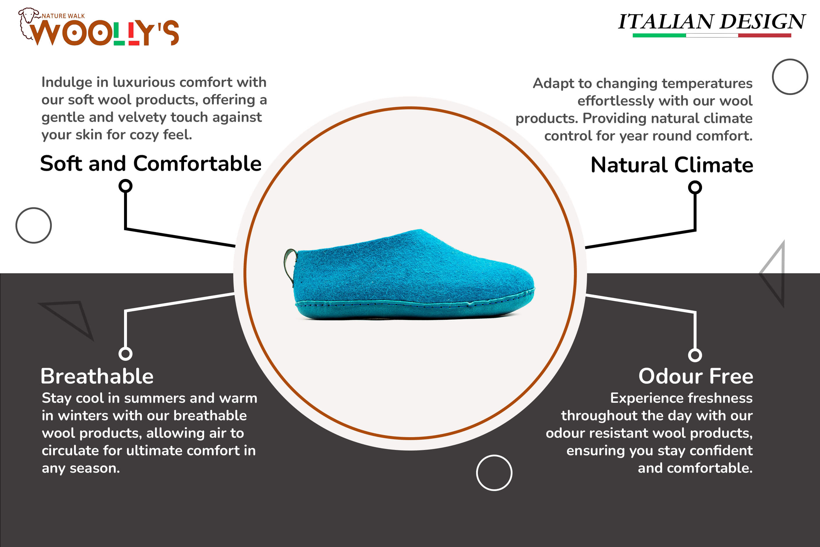 Indoor Shoes With Leather Sole - Turquoise Feature
