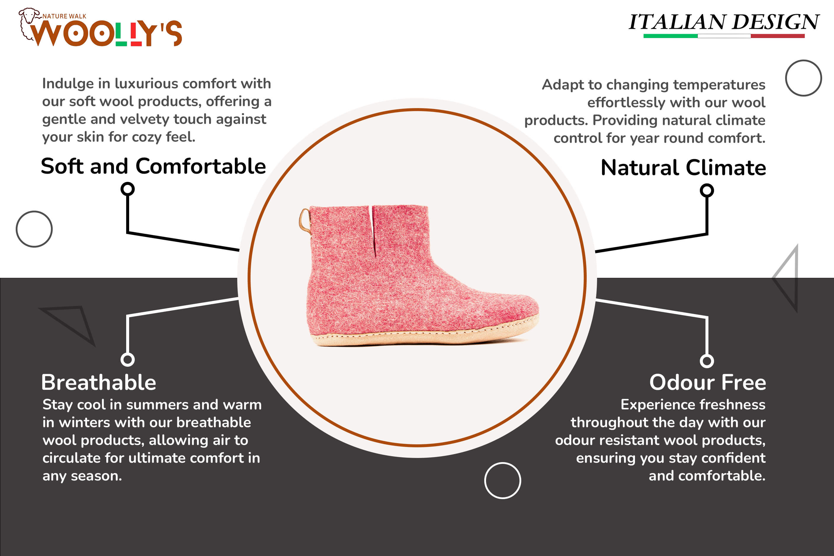 Indoor Boots With Leather Sole - Cherry Pink Feature