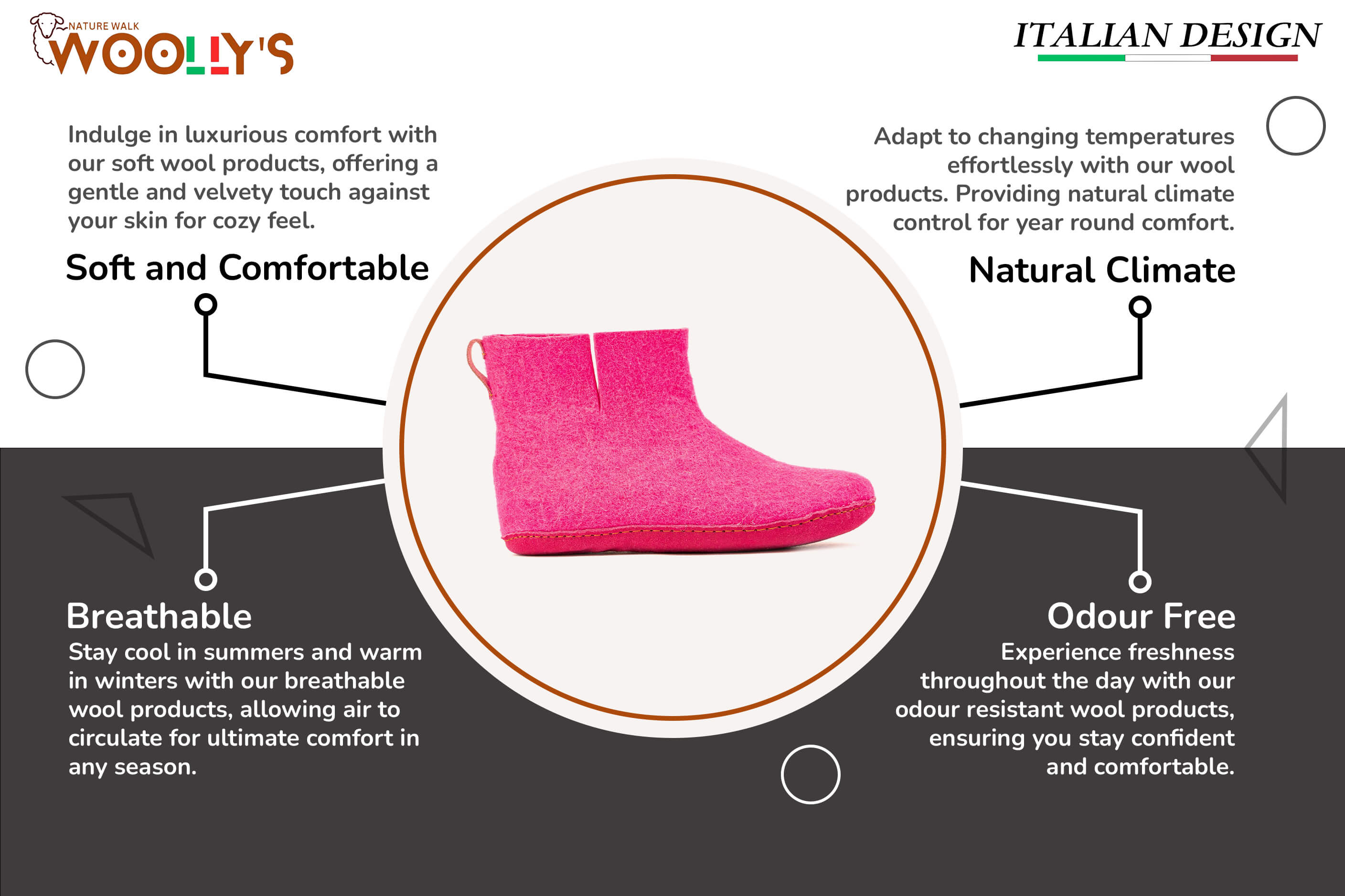 Indoor Boots With Leather Sole - Fuchsia Feature