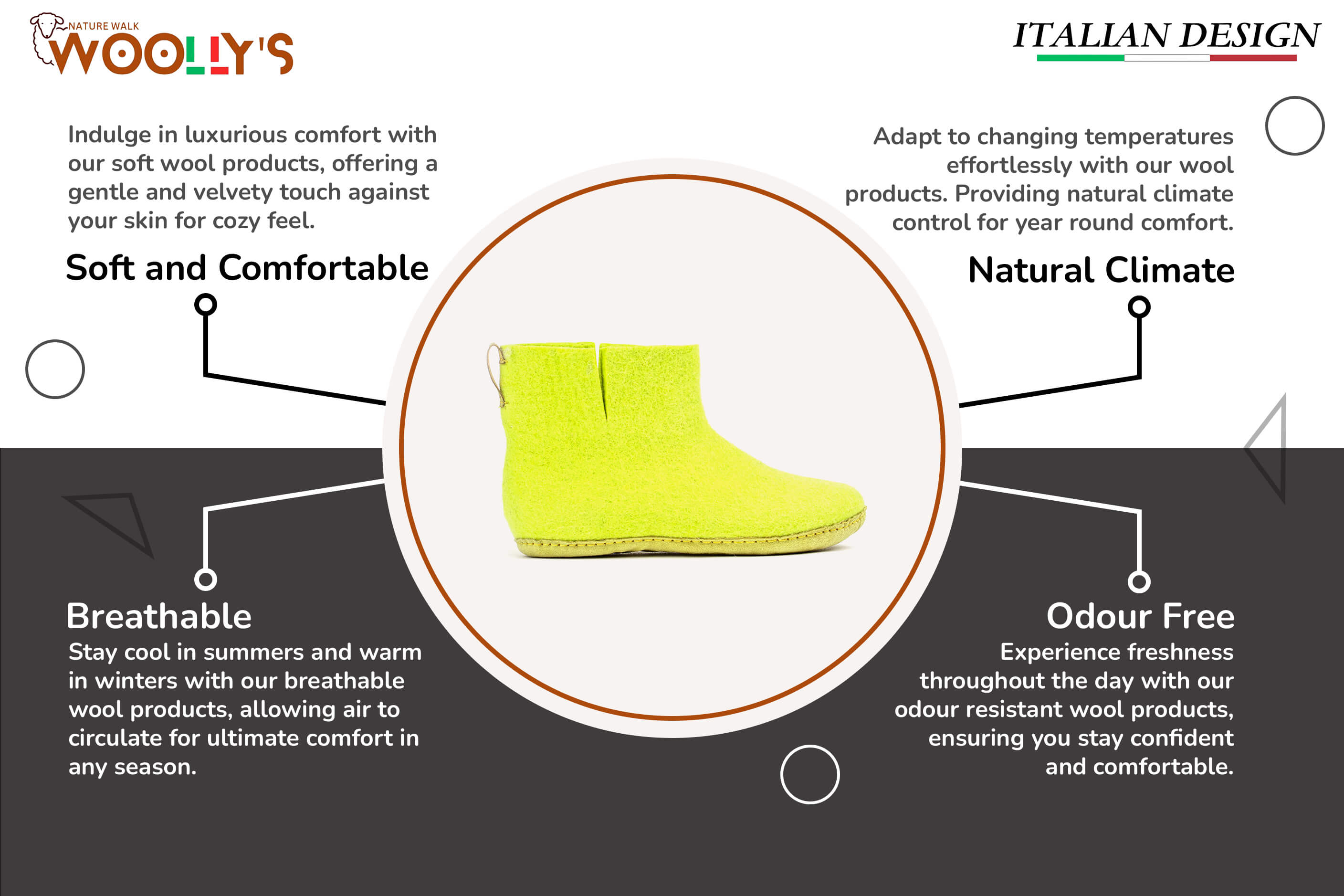 Indoor Boots With Leather Sole - Lime Green Feature