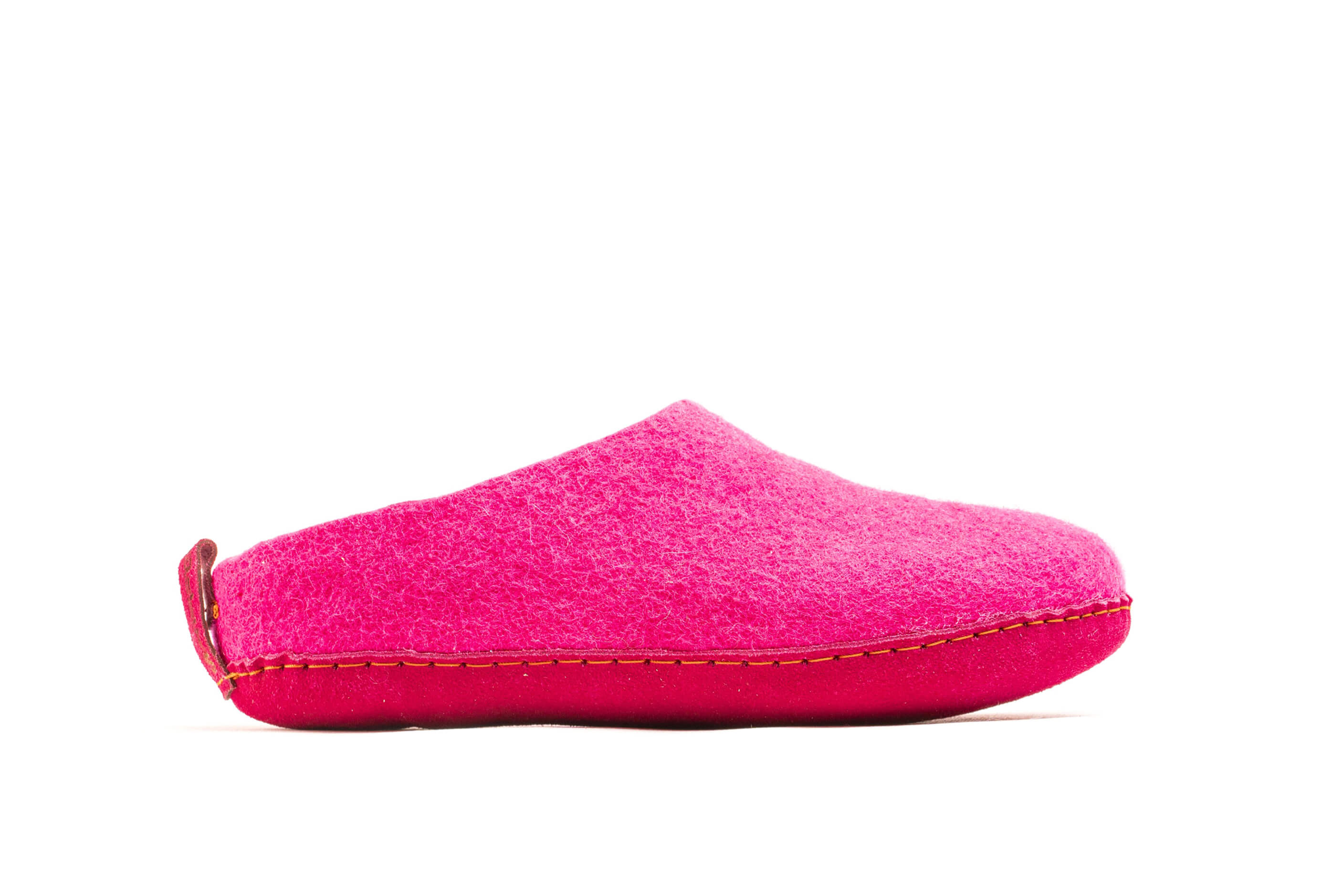 Indoor Open Heel Slippers With Leather Sole - Fuchsia 