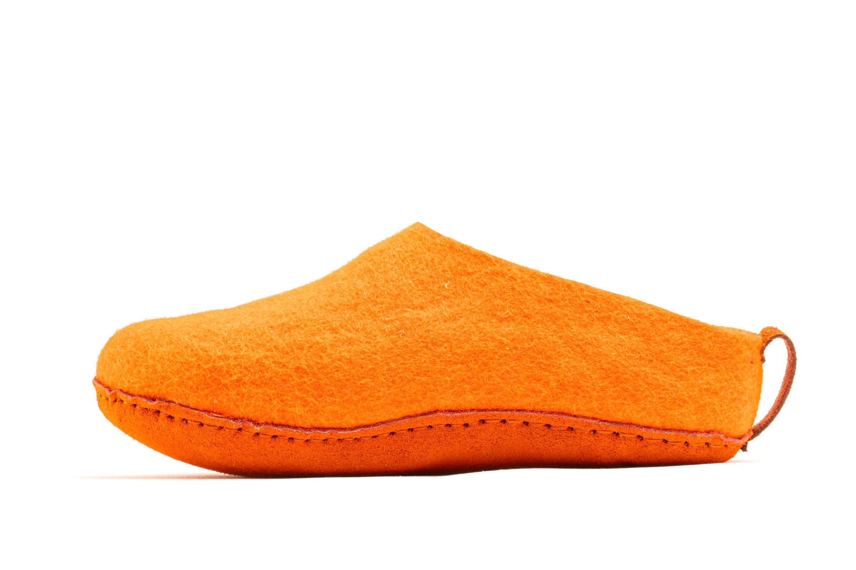 Indoor Open Heel Slippers With Leather Sole - Orange