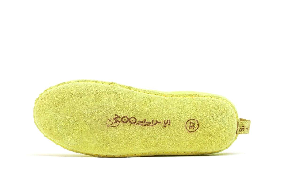 Indoor Open Heel Slippers With Leather Sole - Lime Green