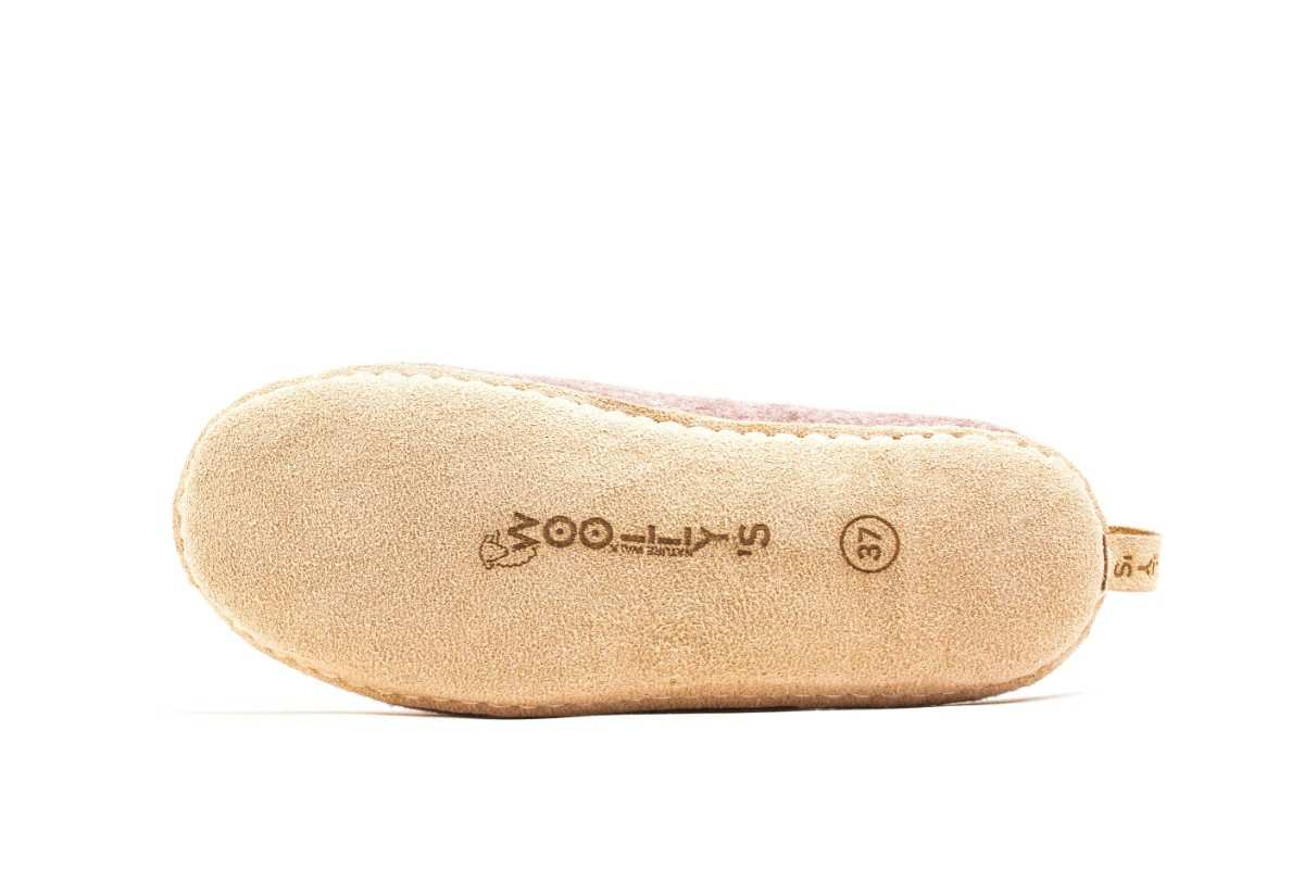 Indoor Open Heel Slippers With Leather Sole - Lavender