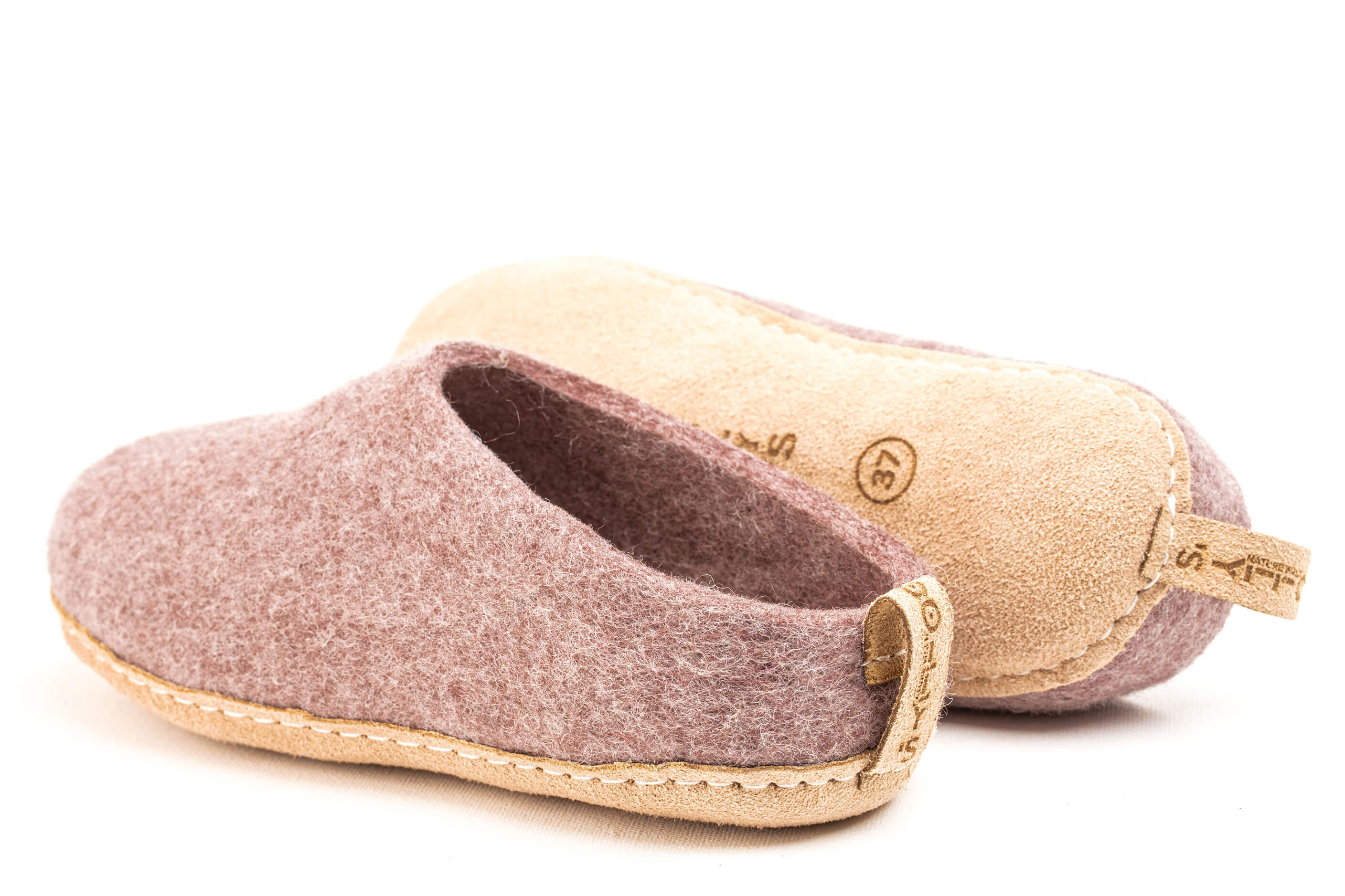 Indoor Open Heel Slippers With Leather Sole - Lavender