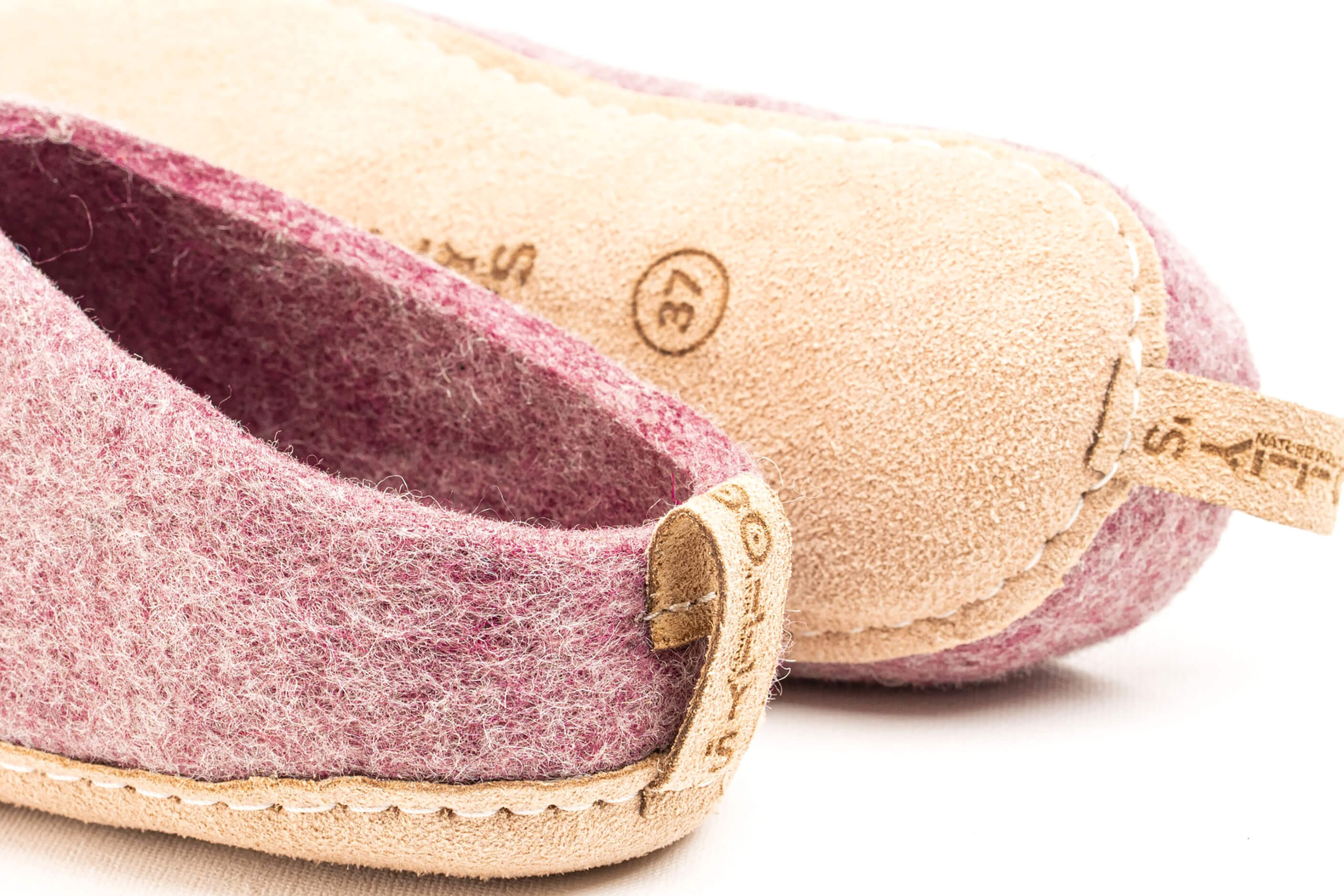 Indoor Open Heel Slippers With Leather Sole - Lavender
