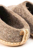 Indoor Open Heel Slippers With Leather Sole- Natural Brown