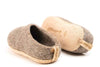 Indoor Open Heel Slippers With Leather Sole- Natural Brown