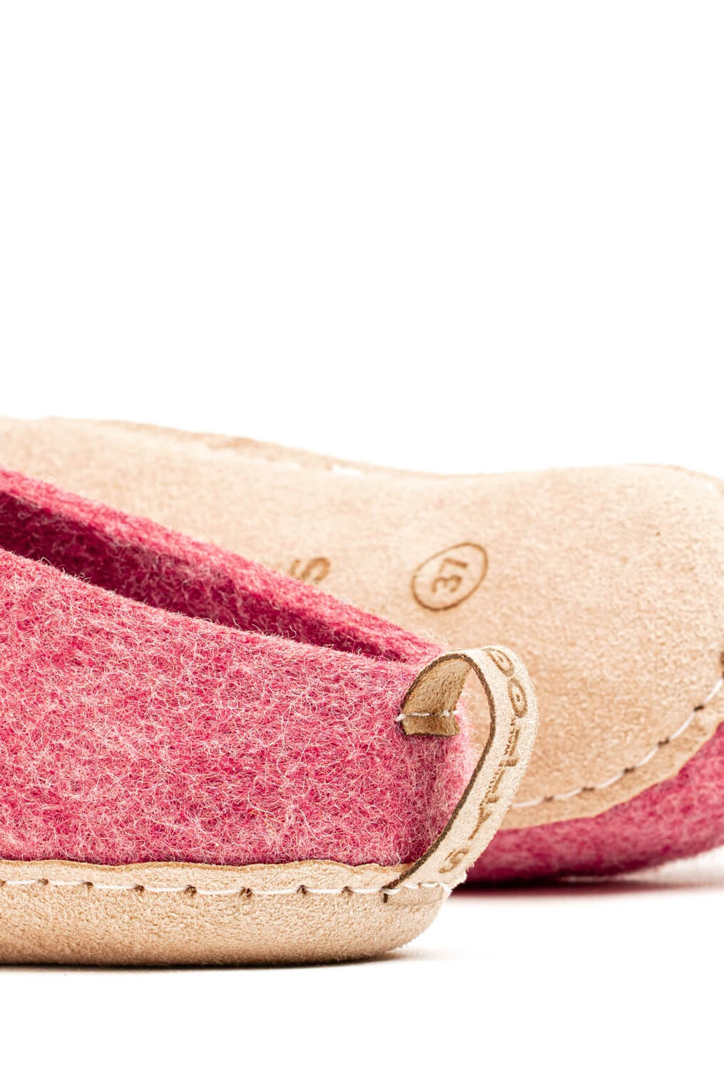 Indoor Open Heel Slippers With Leather Sole - Cherry Pink