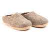 Indoor Open Heel Slippers With Leather Sole- Natural Brown