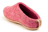 Chaussons d'intérieur à talon ouvert et semelle en cuir-Rose cerise