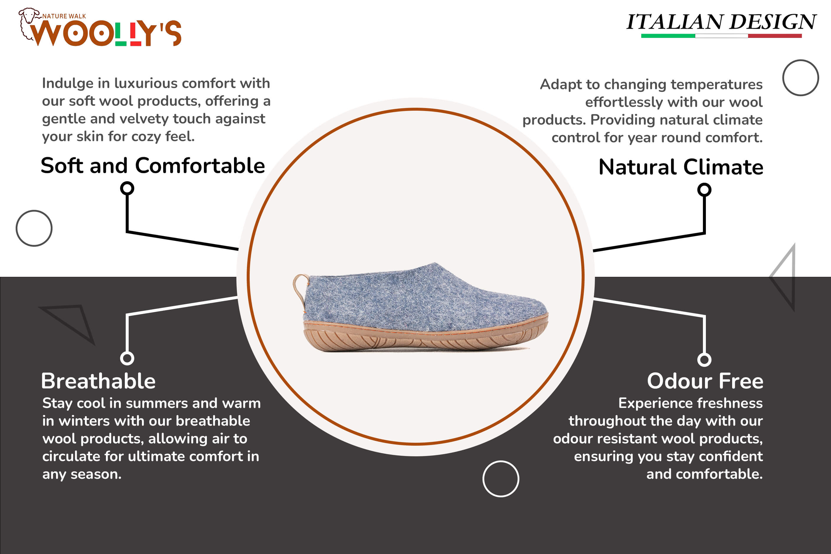 Outdoor Handmade Felt Shoes With Rubber Sole - Denim Feature