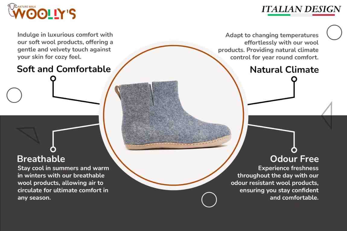 Indoor Boots With Leather Sole - Denim