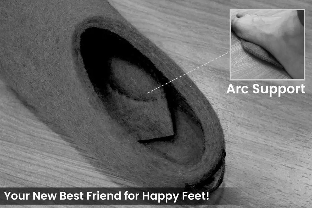 Indoor Open Heel Slippers With Leather Sole - Denim Arc Support