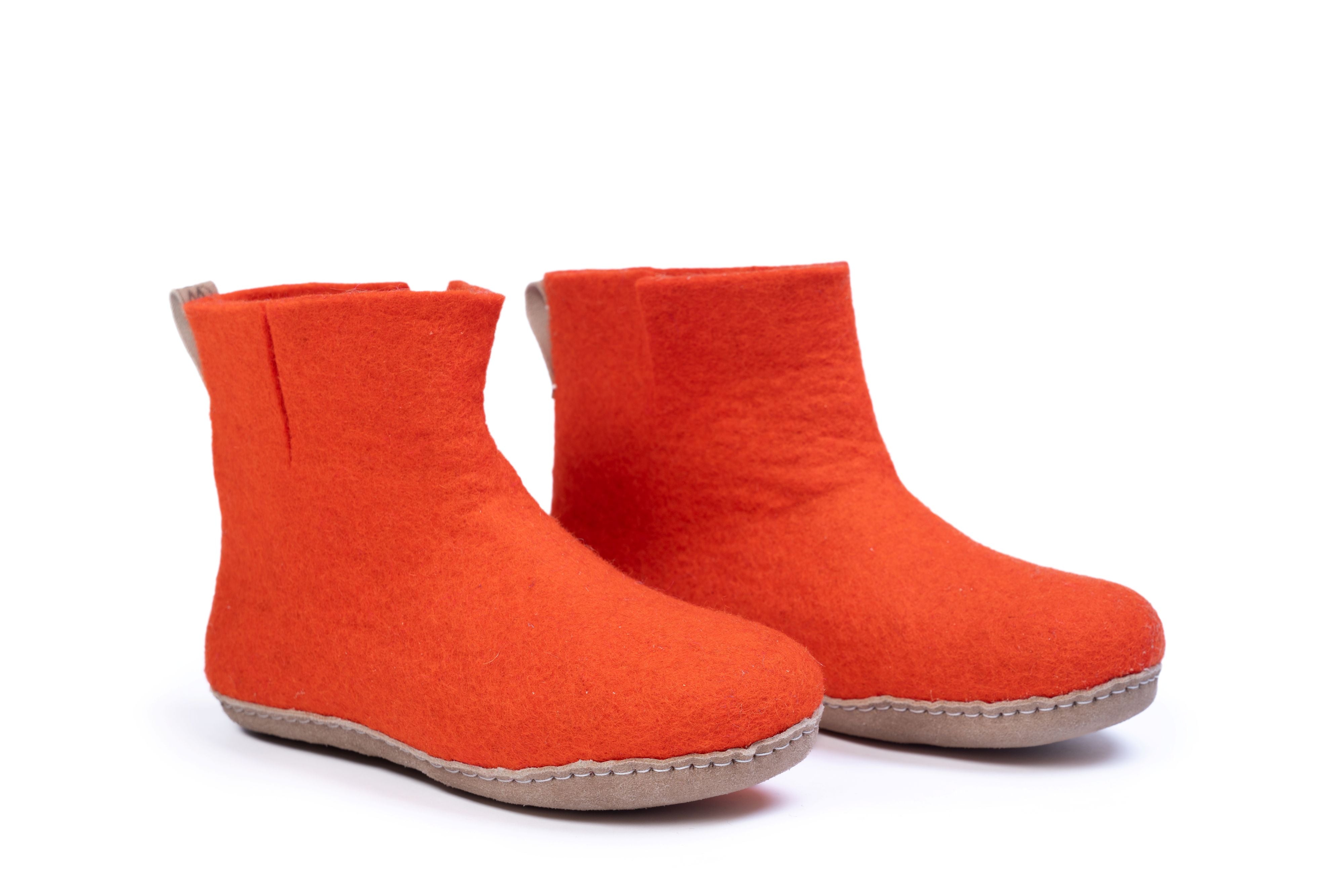 Botas de interior com sola de couro - Laranja