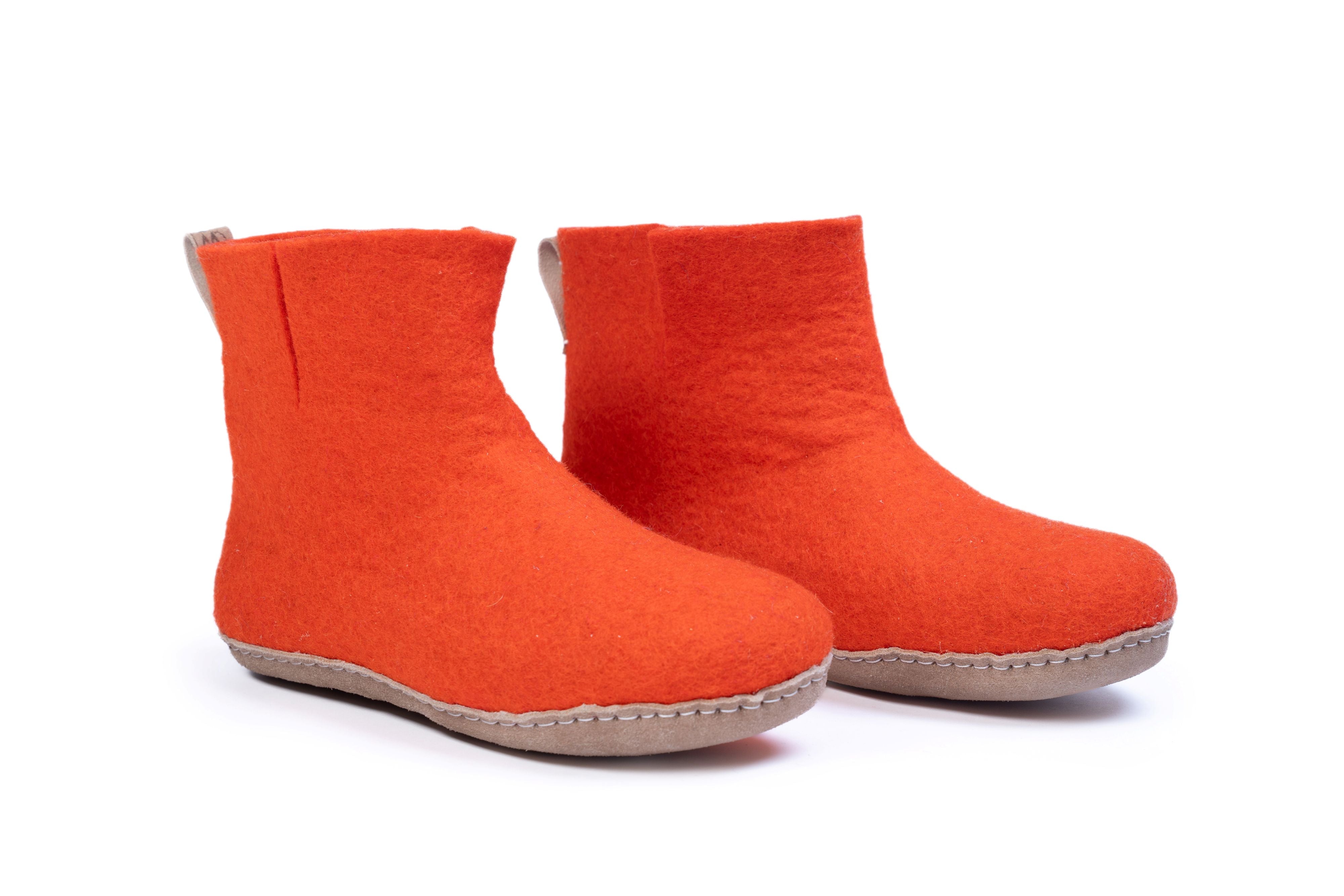 Botas de interior com sola de couro - Laranja