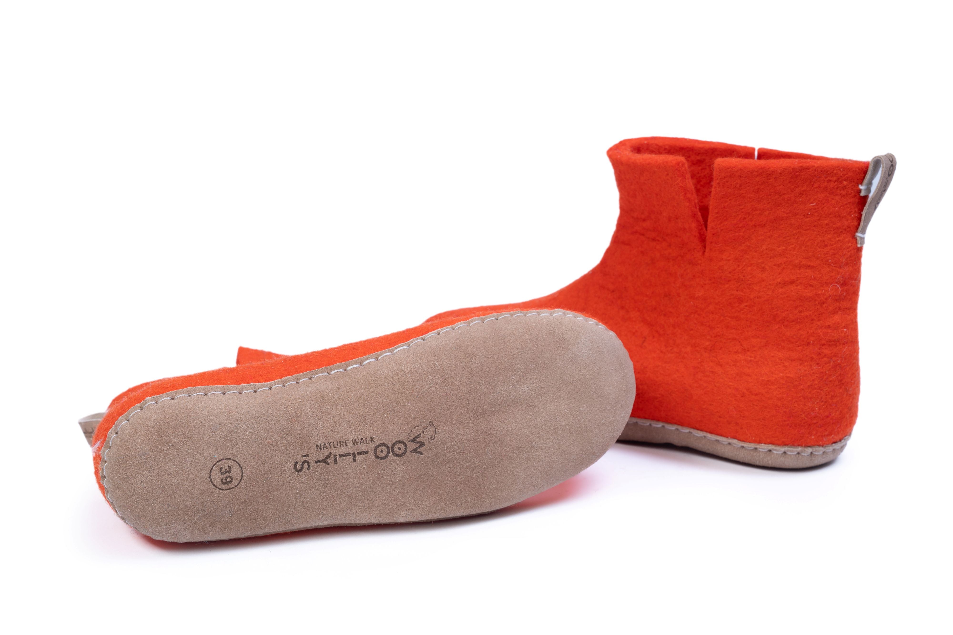 Botas de interior com sola de couro - Laranja