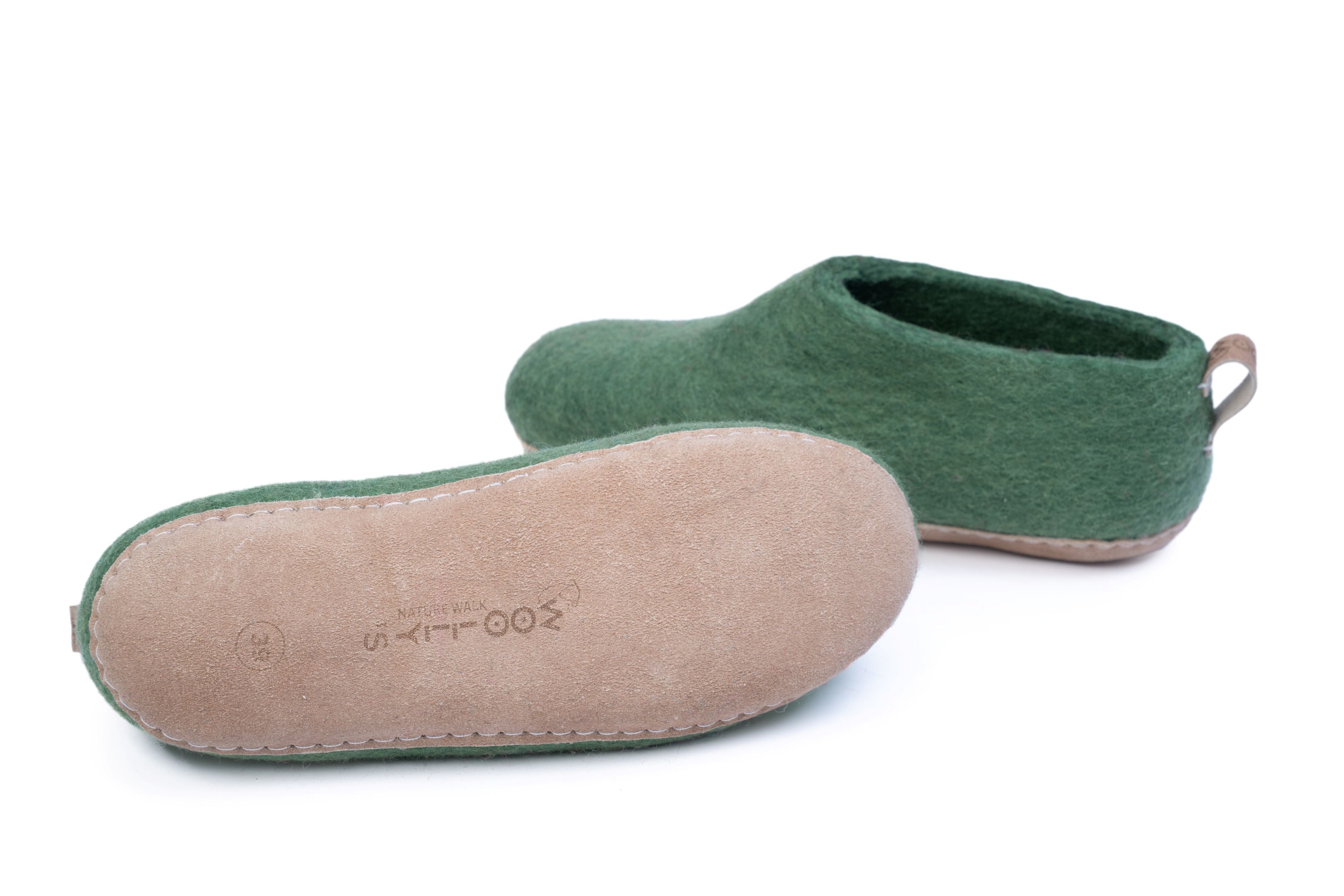 Zapatos de interior con suela de cuero-Verde