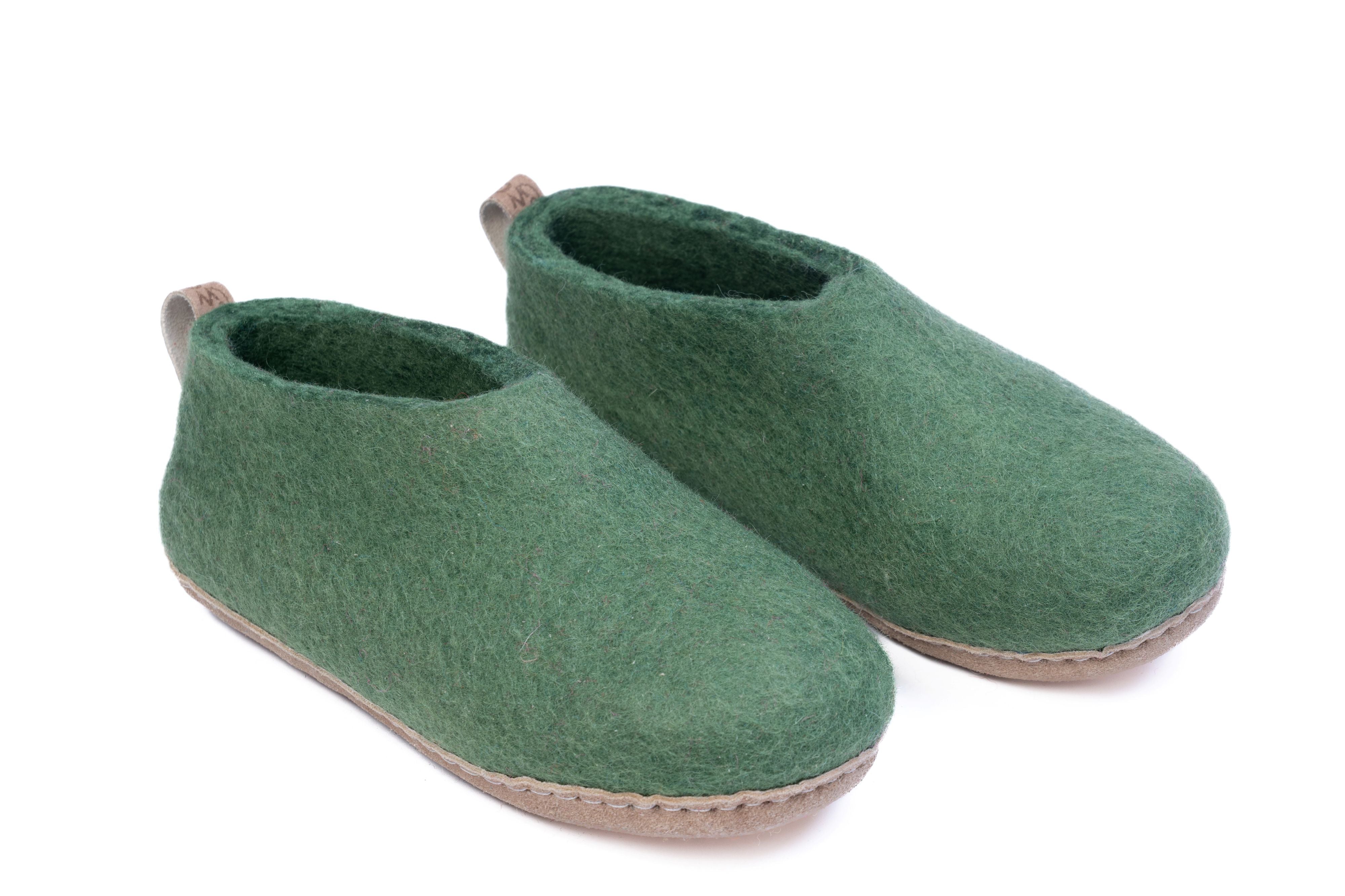 Zapatos de interior con suela de cuero-Verde
