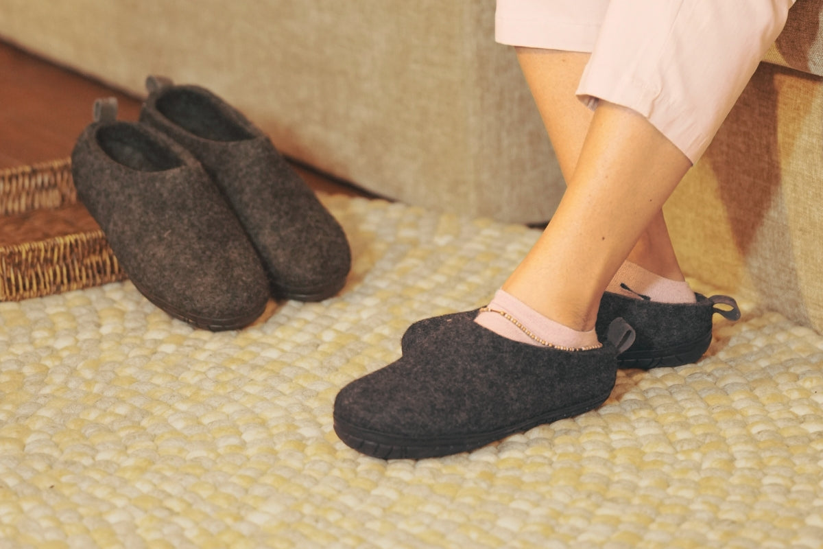 Outdoor Open Heel Slippers With Rubber Sole - Black