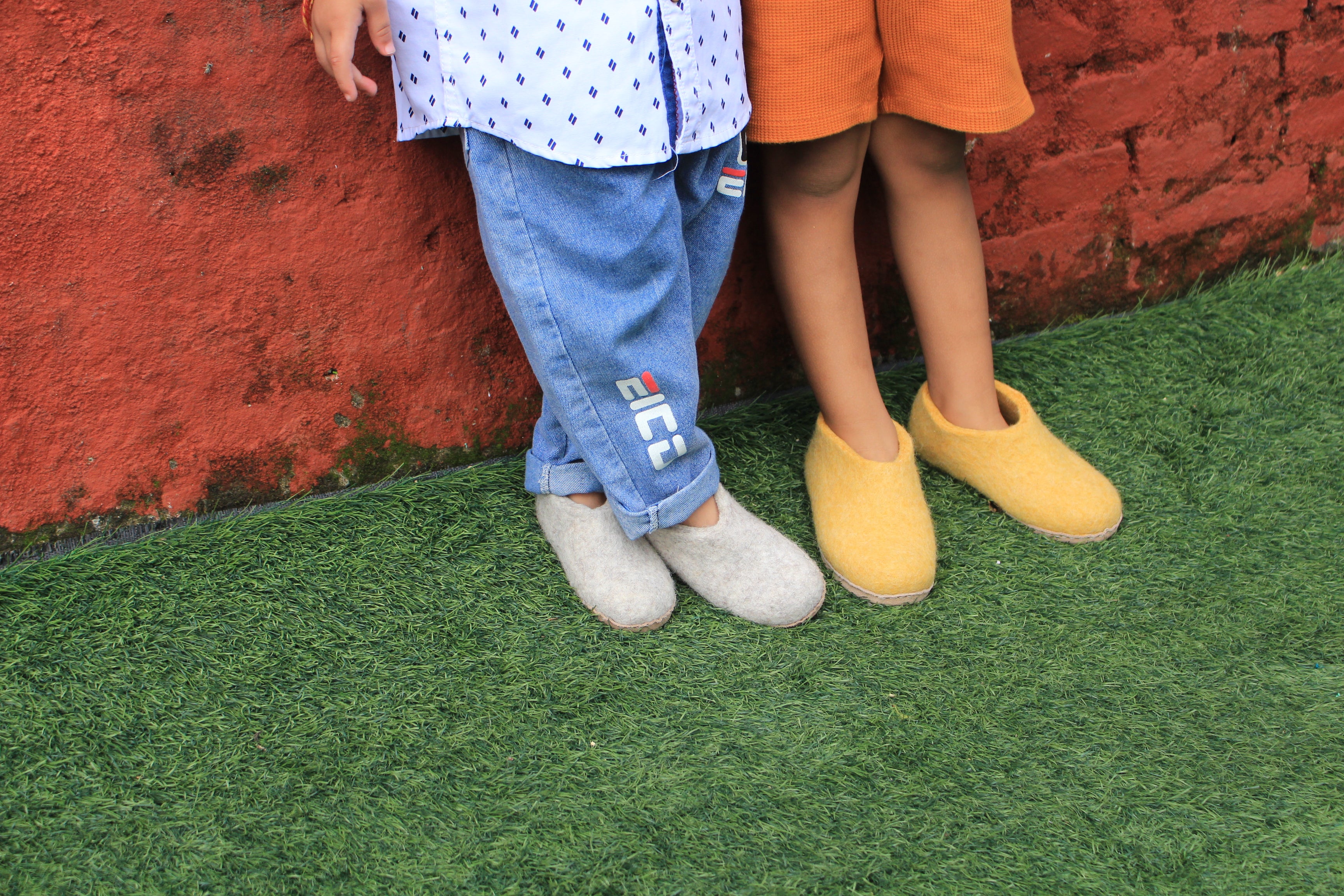 Kinder Indoor Boot Met Leren Zool - Turquoise