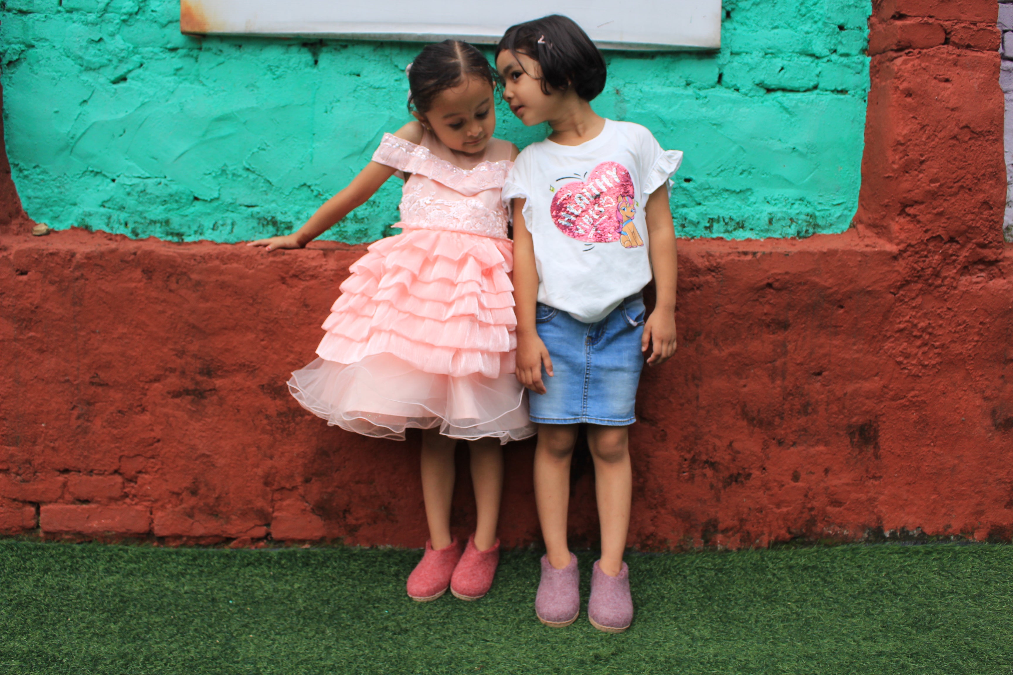 兒童真皮鞋底室內靴 - 綠松石色