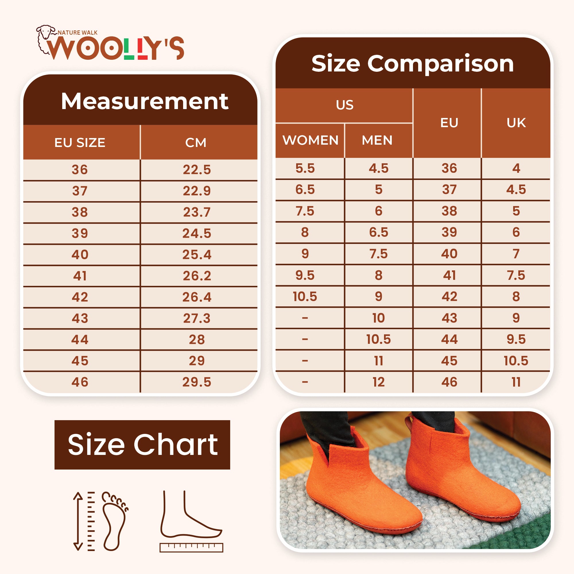 Botas de interior com sola de couro - Laranja