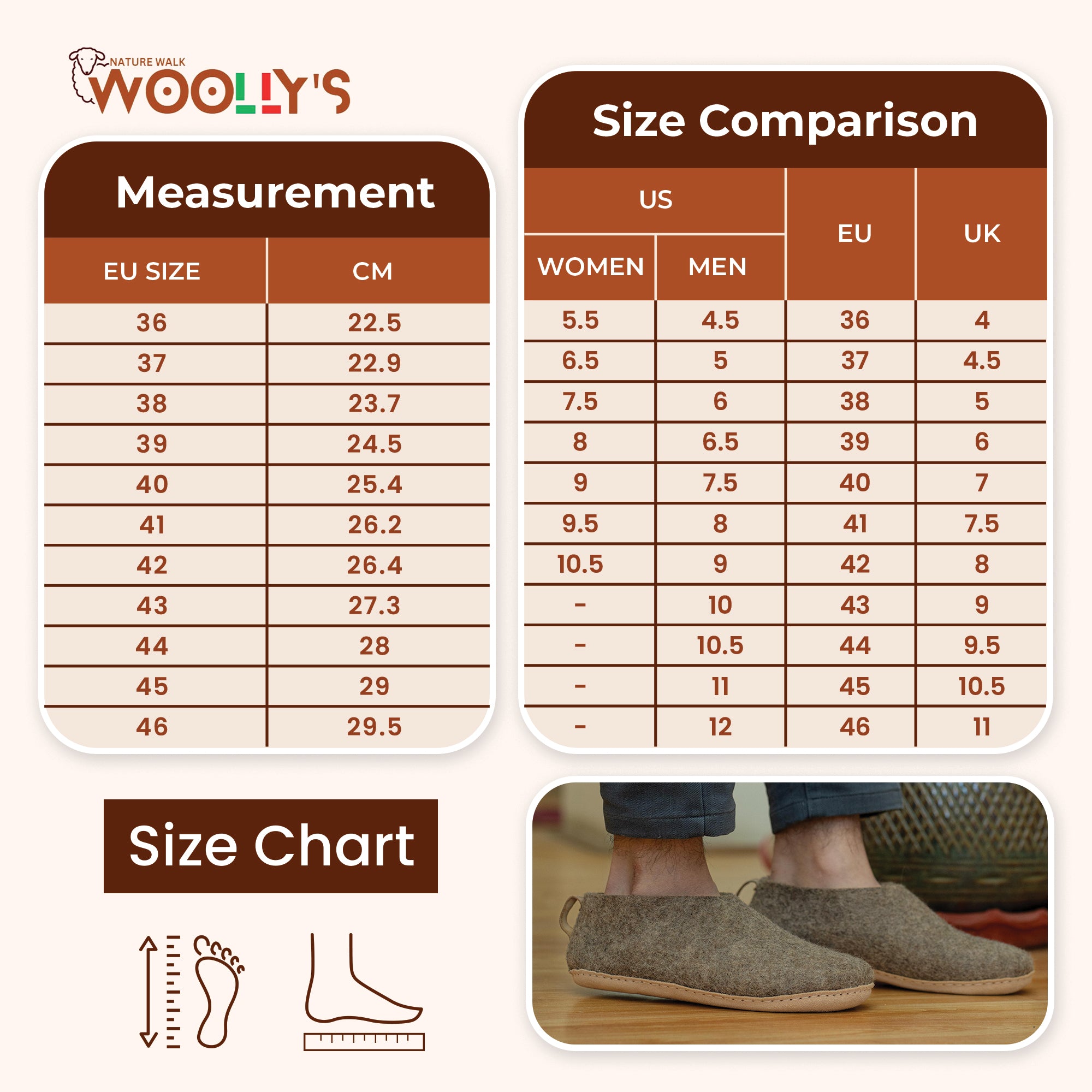 Indoor Shoes With Leather Sole - Natural Brown