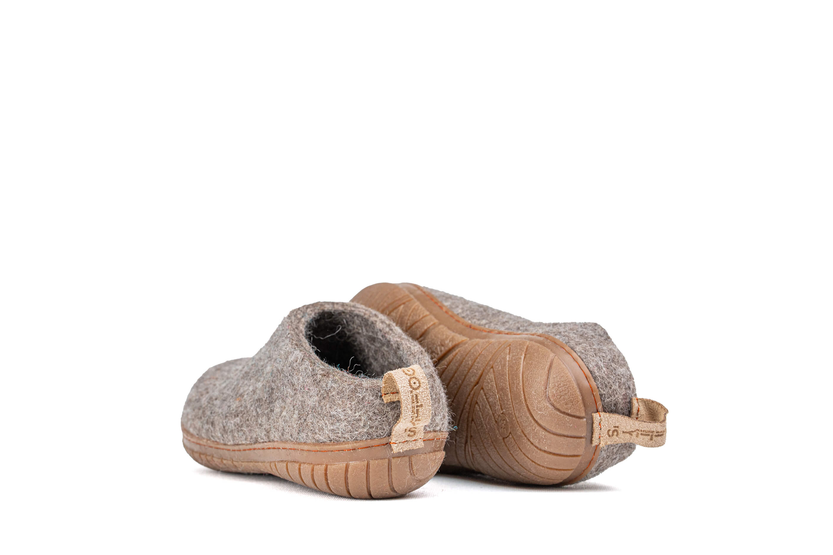Outdoor Open Heel Slippers With Leather Sole - Natural Brown