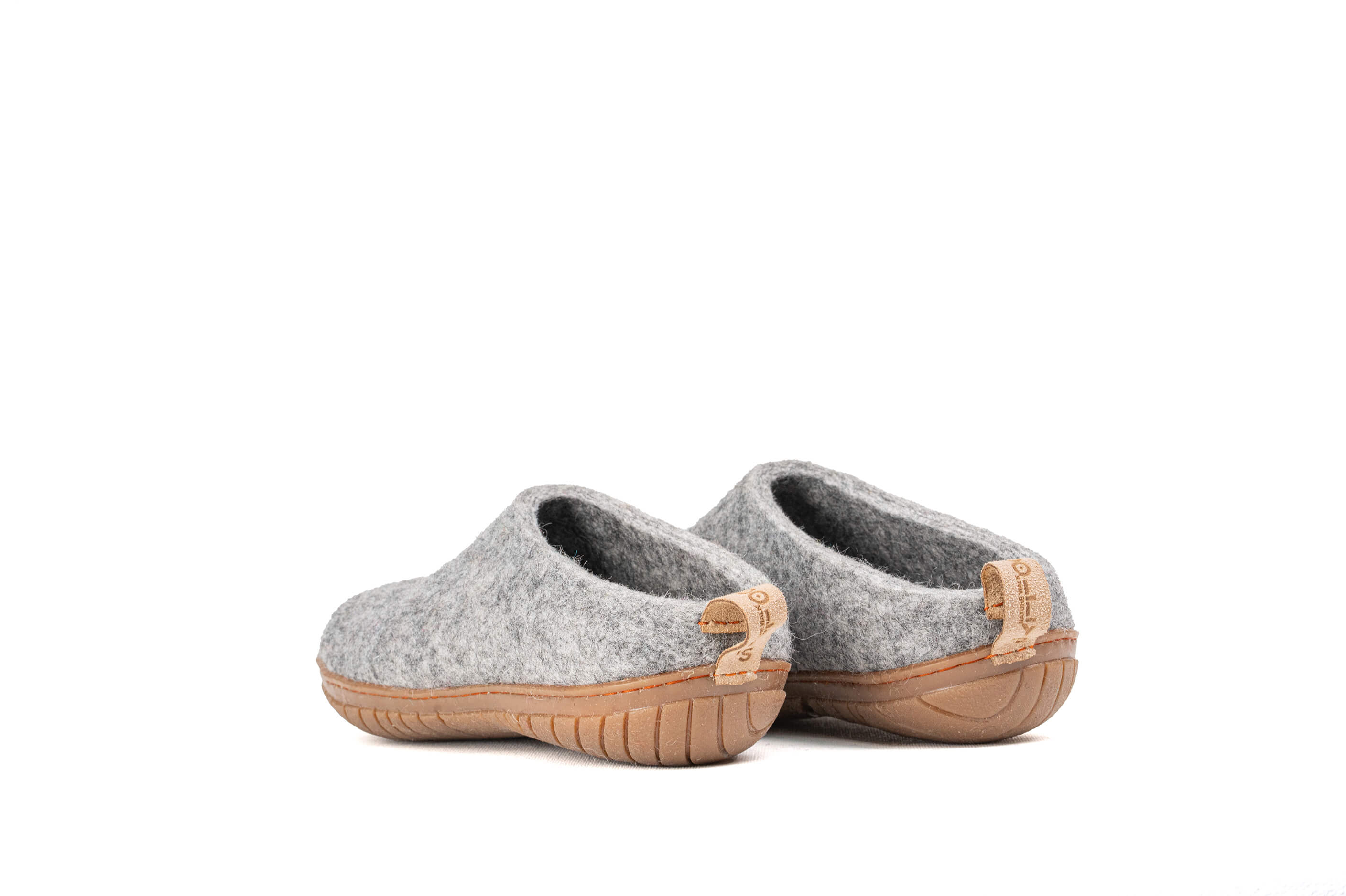 Outdoor Open Heel Slippers With Rubber Sole - Natural Grey