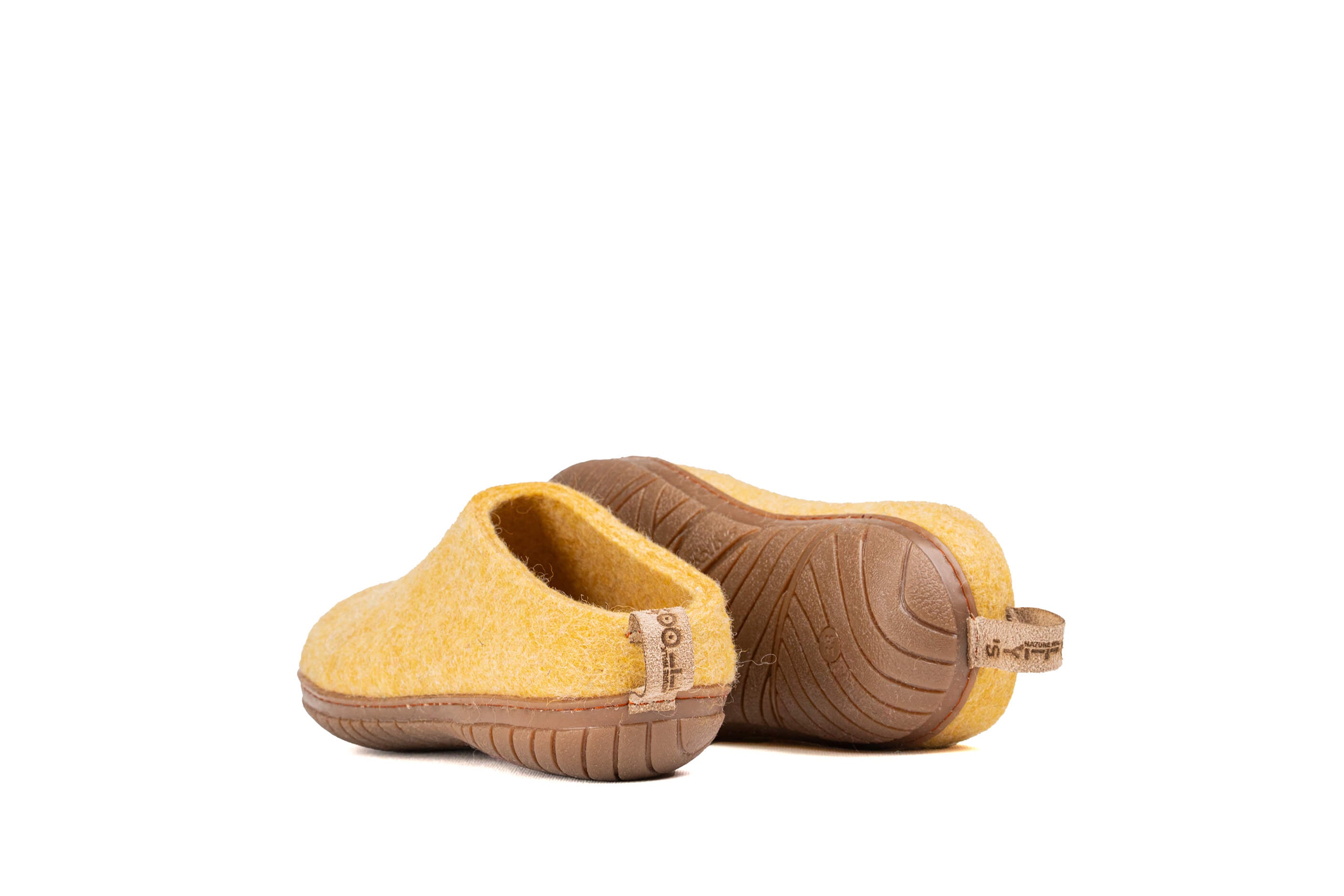 Outdoor Open Heel Slippers With Rubber Sole - Mustard