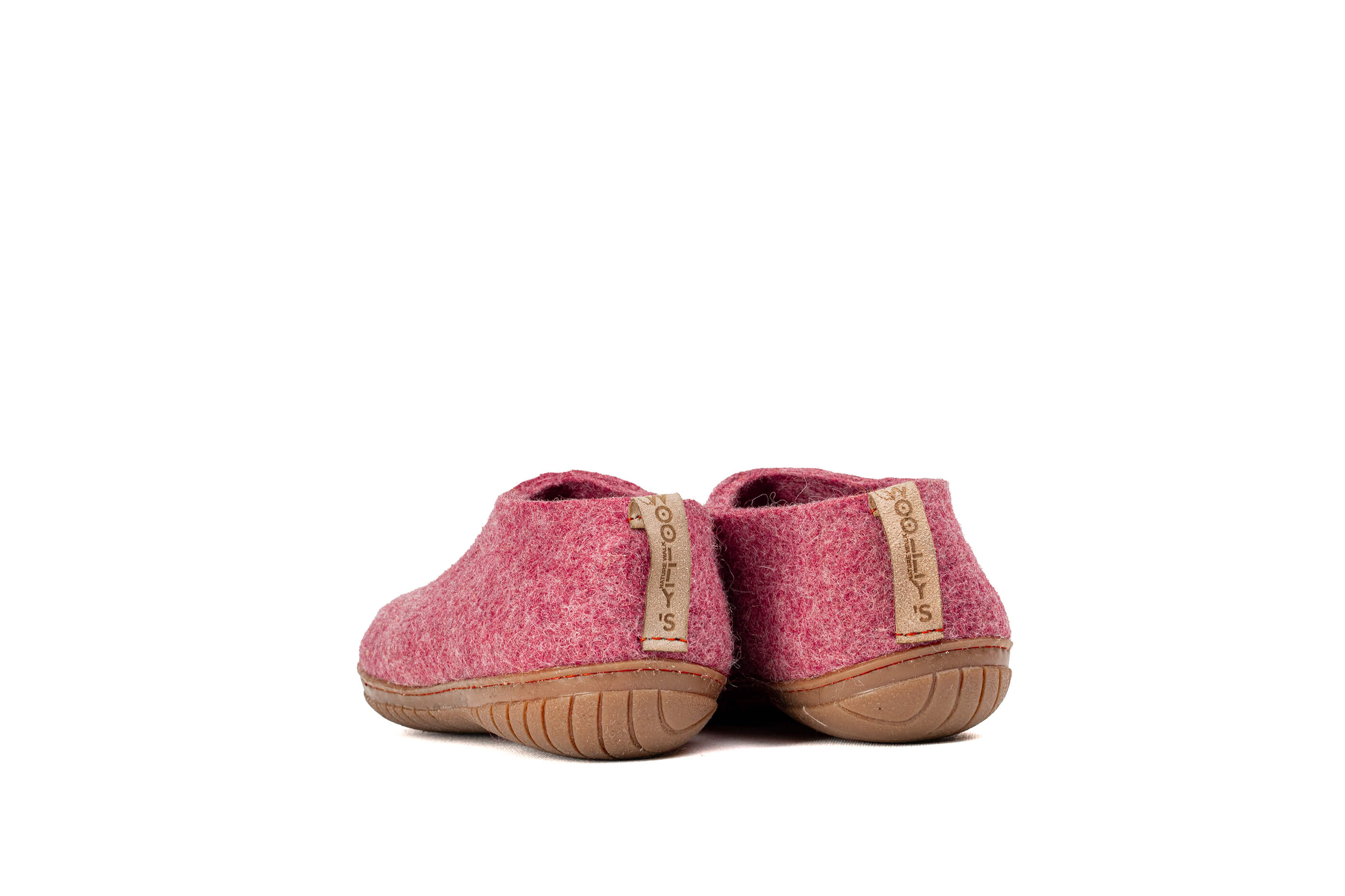 Outdoor Felted Wool Slippers With Rubber Sole - Cherry Pink