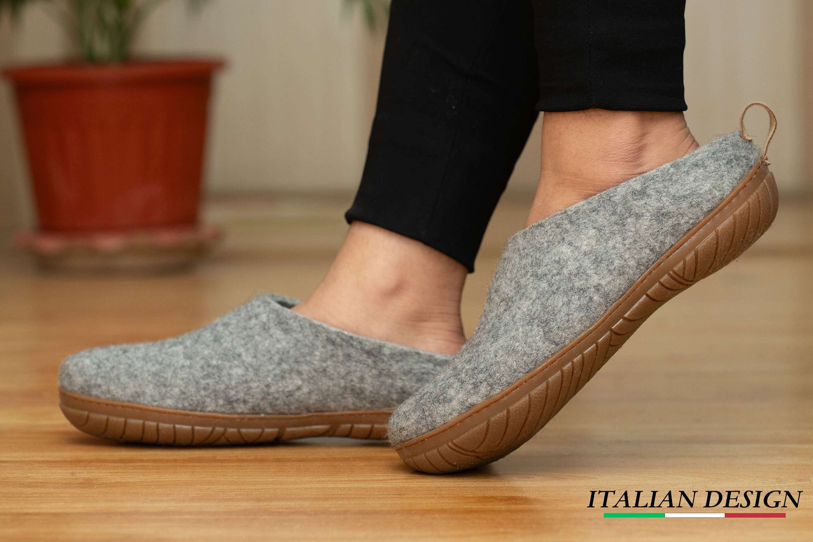 Outdoor Open Heel Slippers With Rubber Sole - Natural Grey