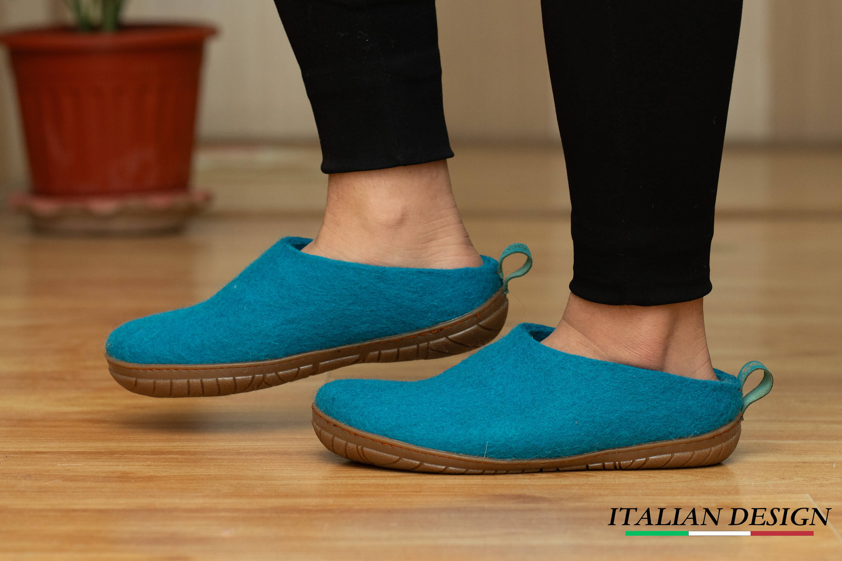 Outdoor Open Heel Slippers With Rubber Sole - Turquoise