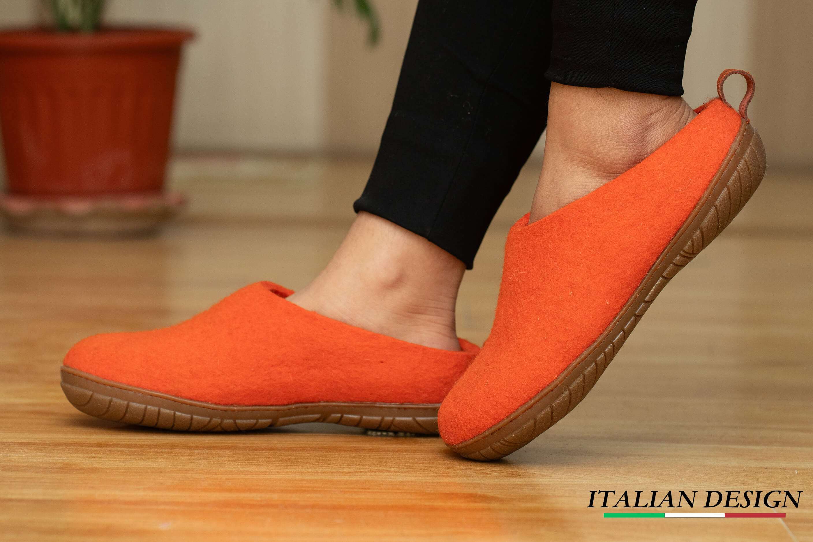Outdoor Open Heel Slippers With Rubber Sole - Orange