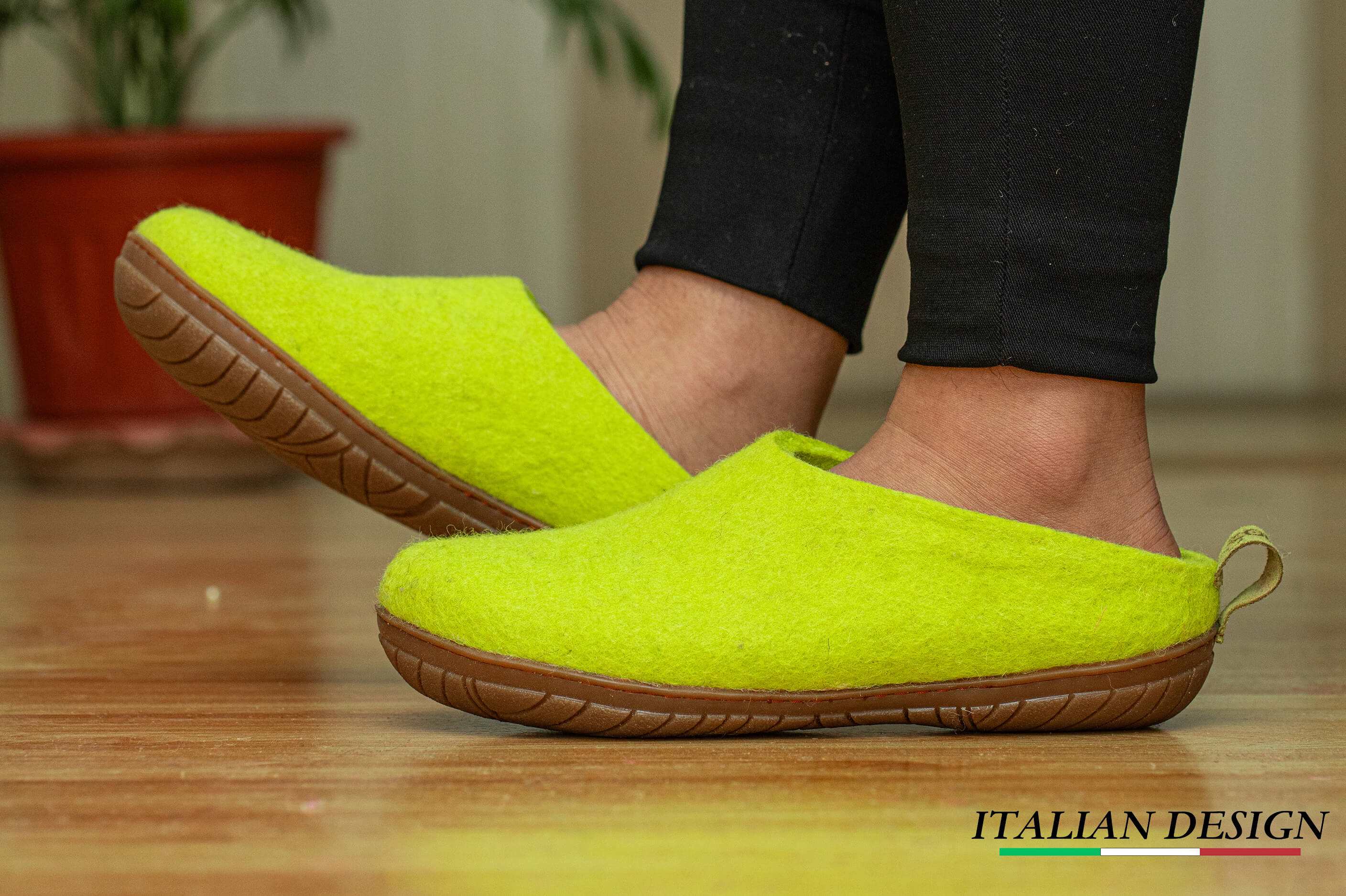 Outdoor Open Heel Slippers With Rubber Sole - Lime Green