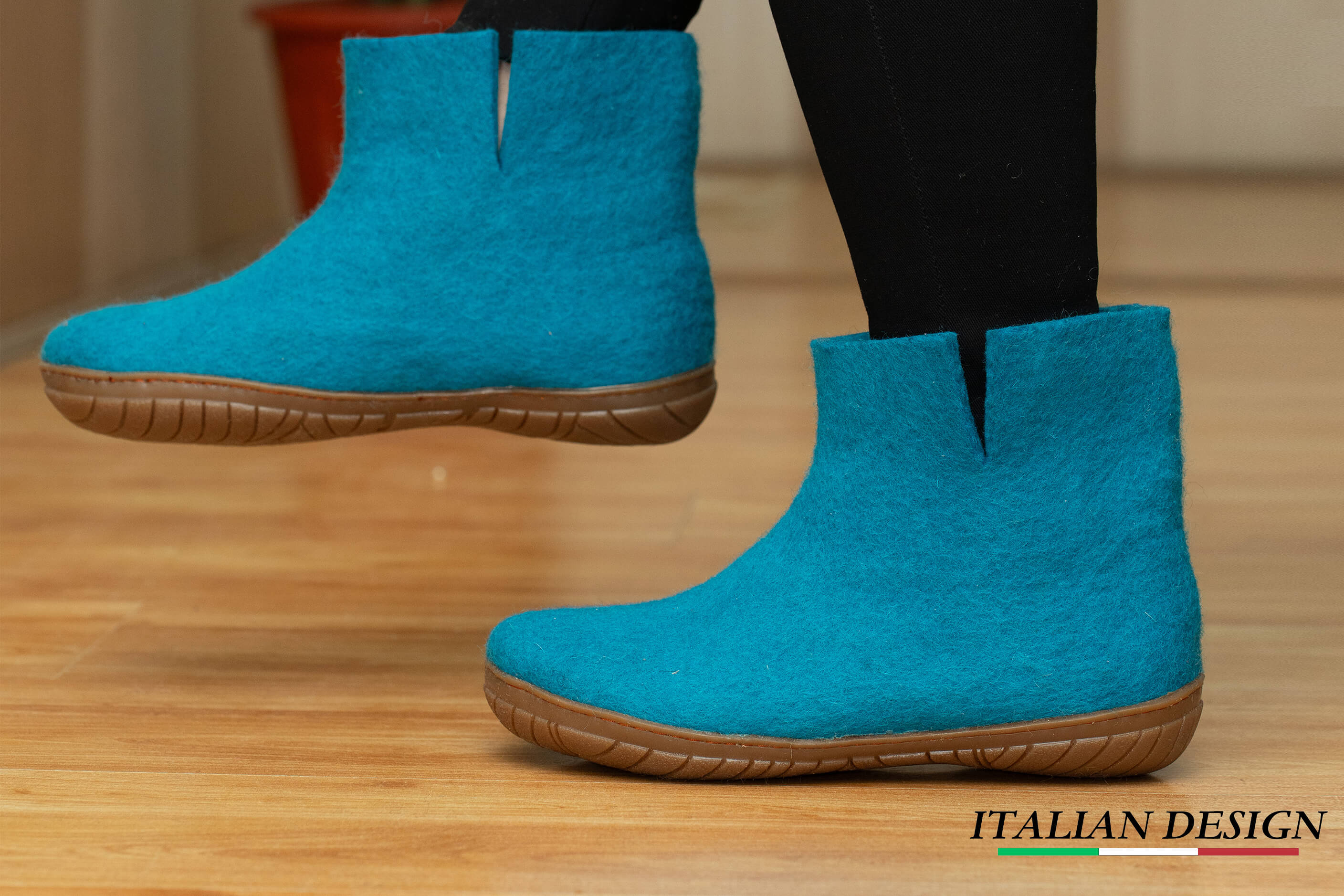 Outdoor Low Boots With Rubber Sole - Turquoise