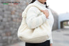 Woollyes Stylish Sherpa Woolen Tote Bags- White