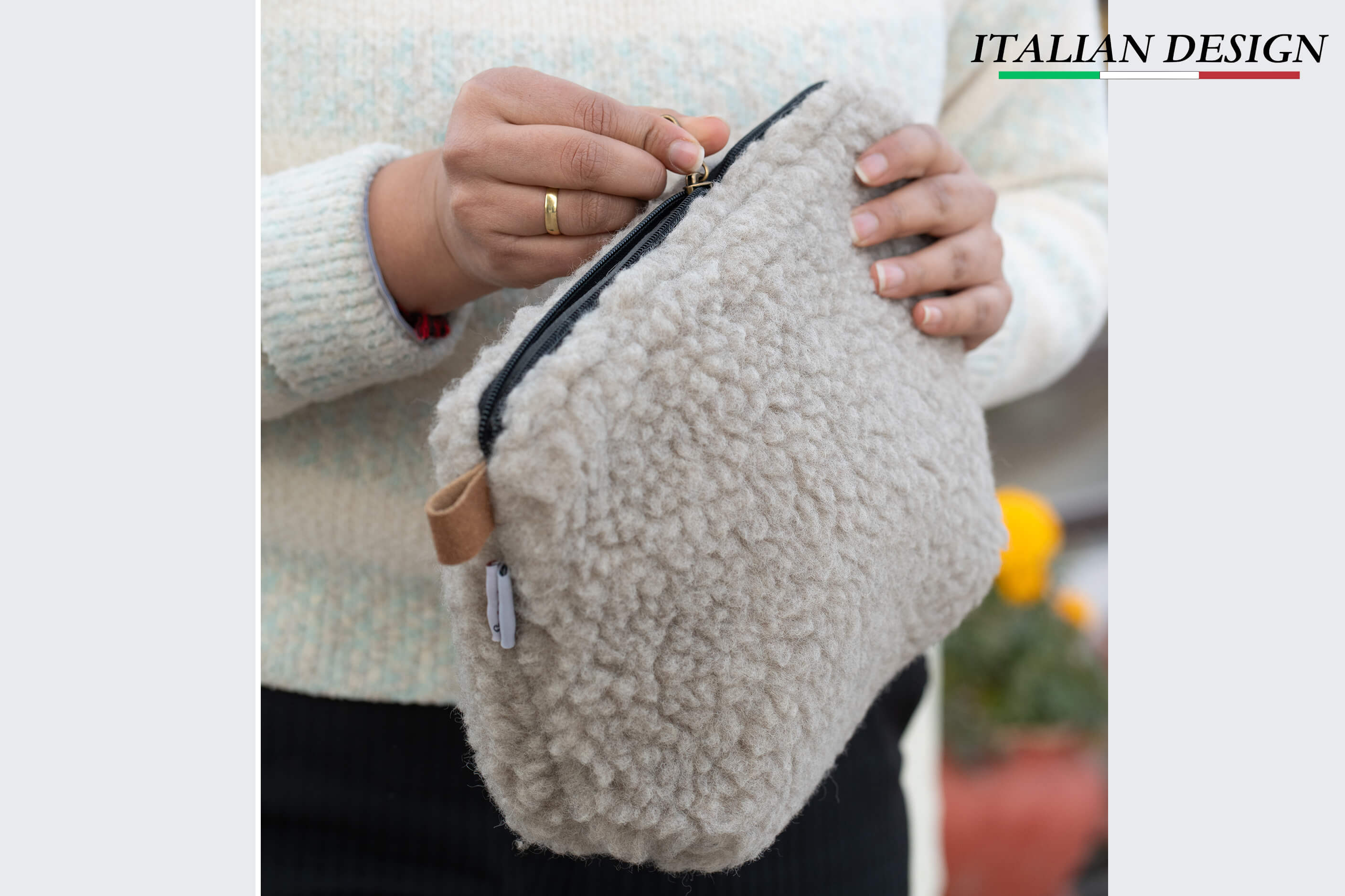 Woollyes Handmade Sherpa Woollen Bag - Grey