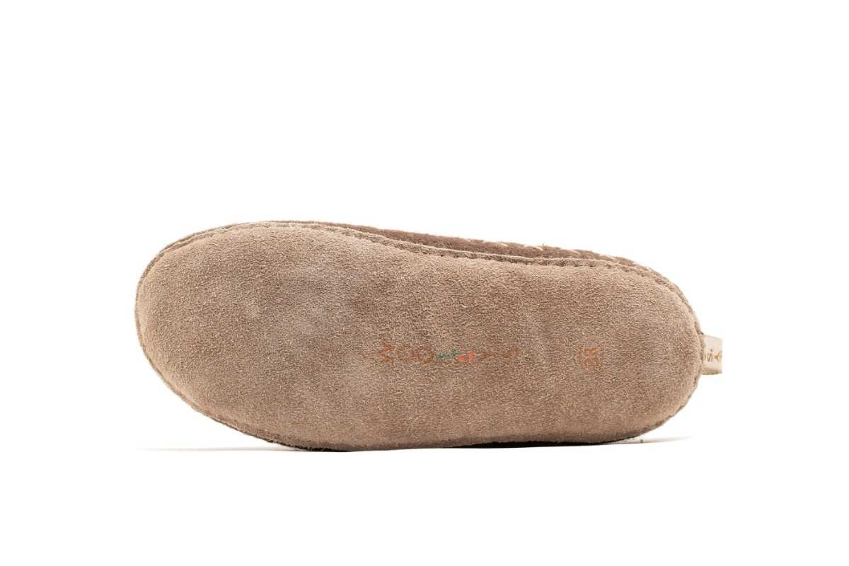 Indoor Open Hiel Slipper Met Leren Sole-Natuurlijk Bruin & Lichtbruin