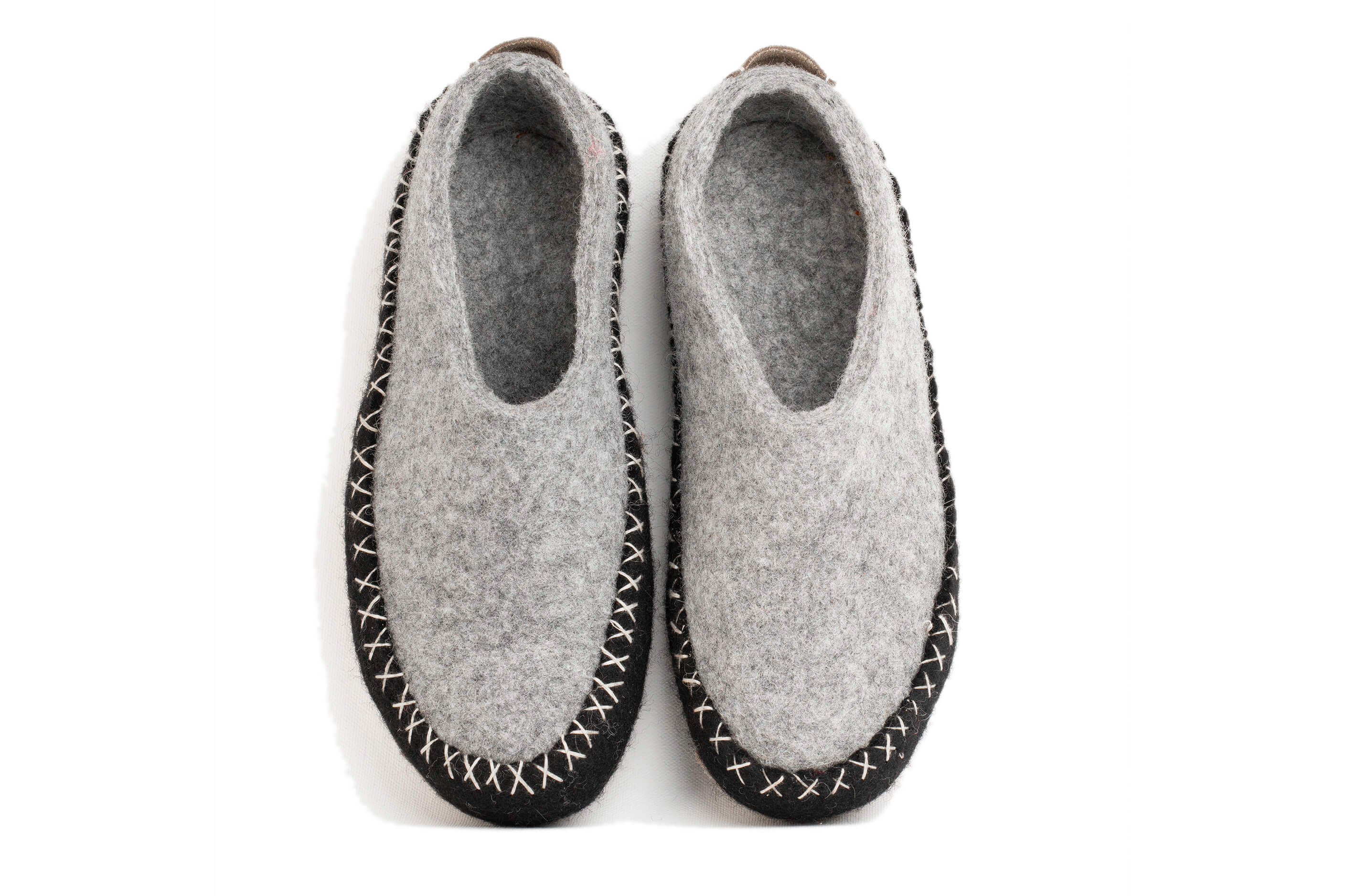 Indoor Open Heel Slipper With Leather Sole - Black & Grey
