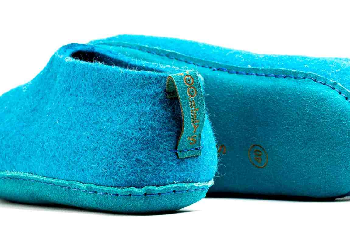 Scarpe da interni con suola in cuoio - Turchese