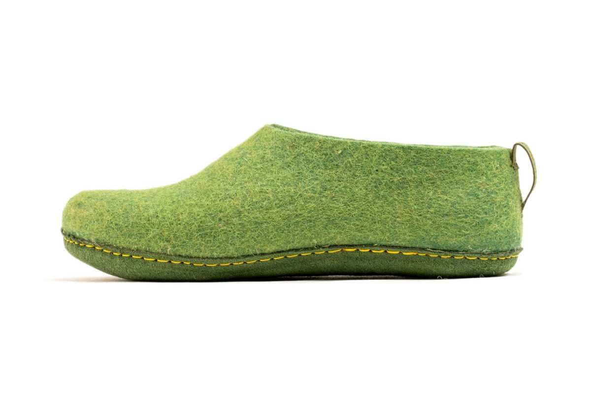 Scarpe da interni con suola in cuoio - Verde