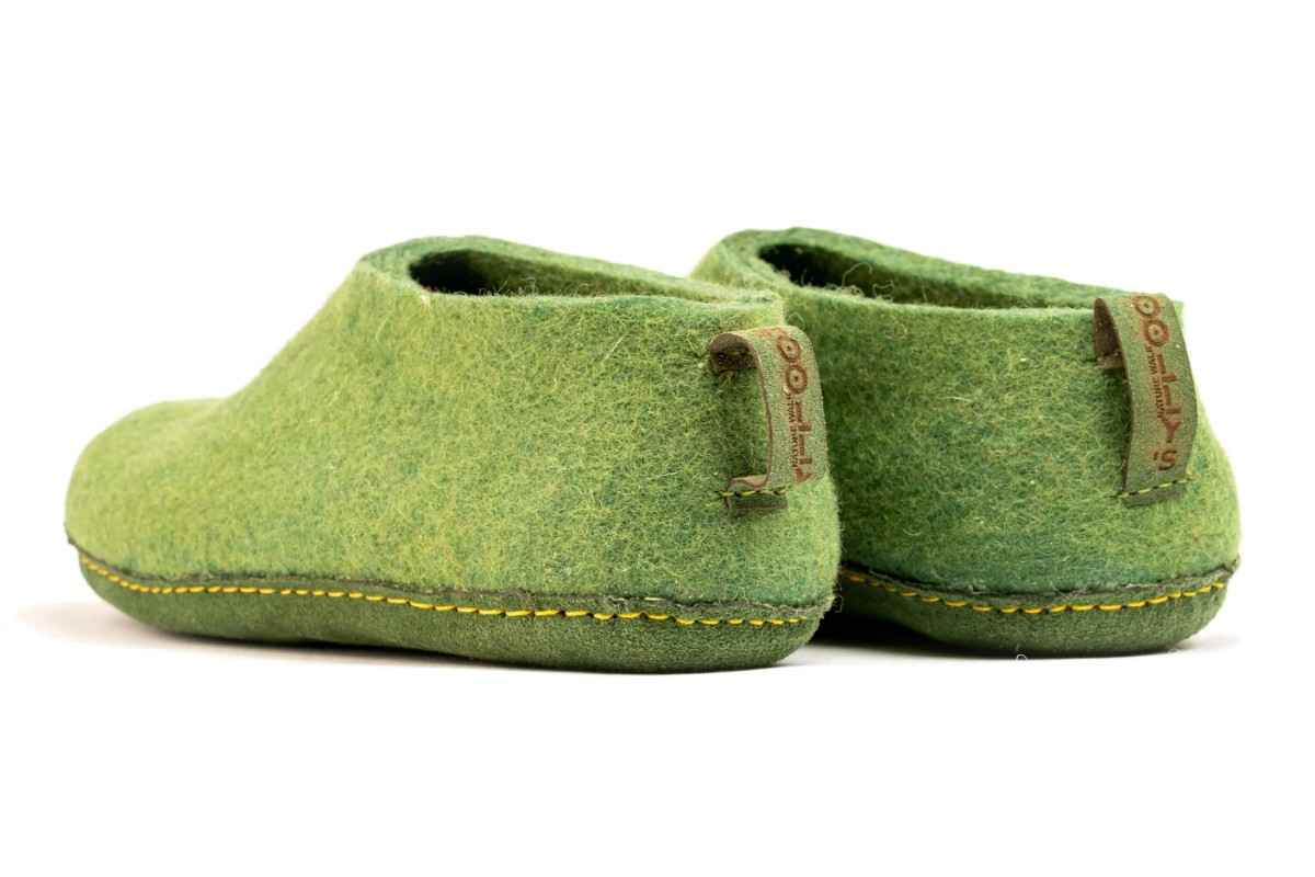 Indoor Shoes With Leather Sole - Green