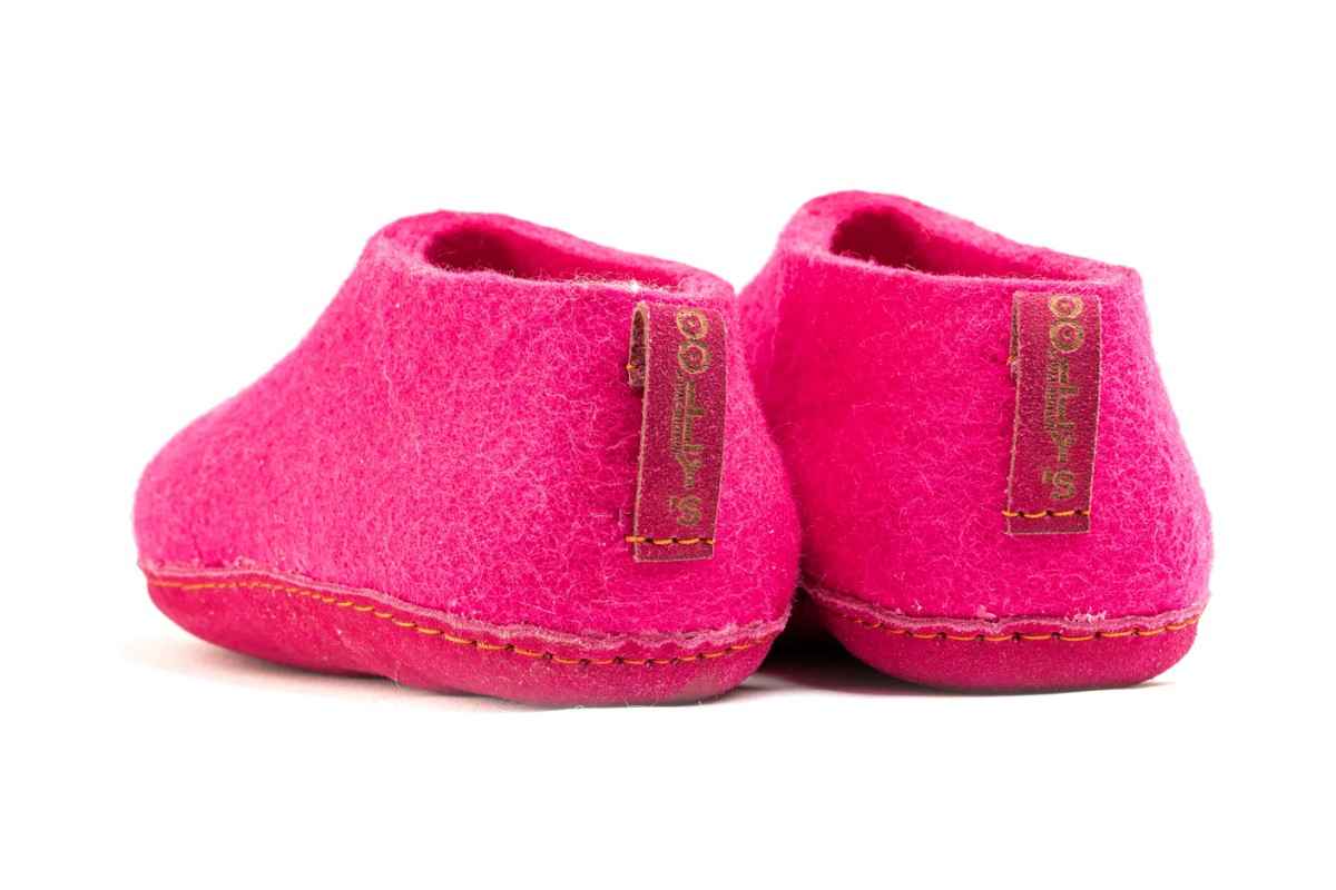 Indoor Shoes With Leather Sole - Fuchsia