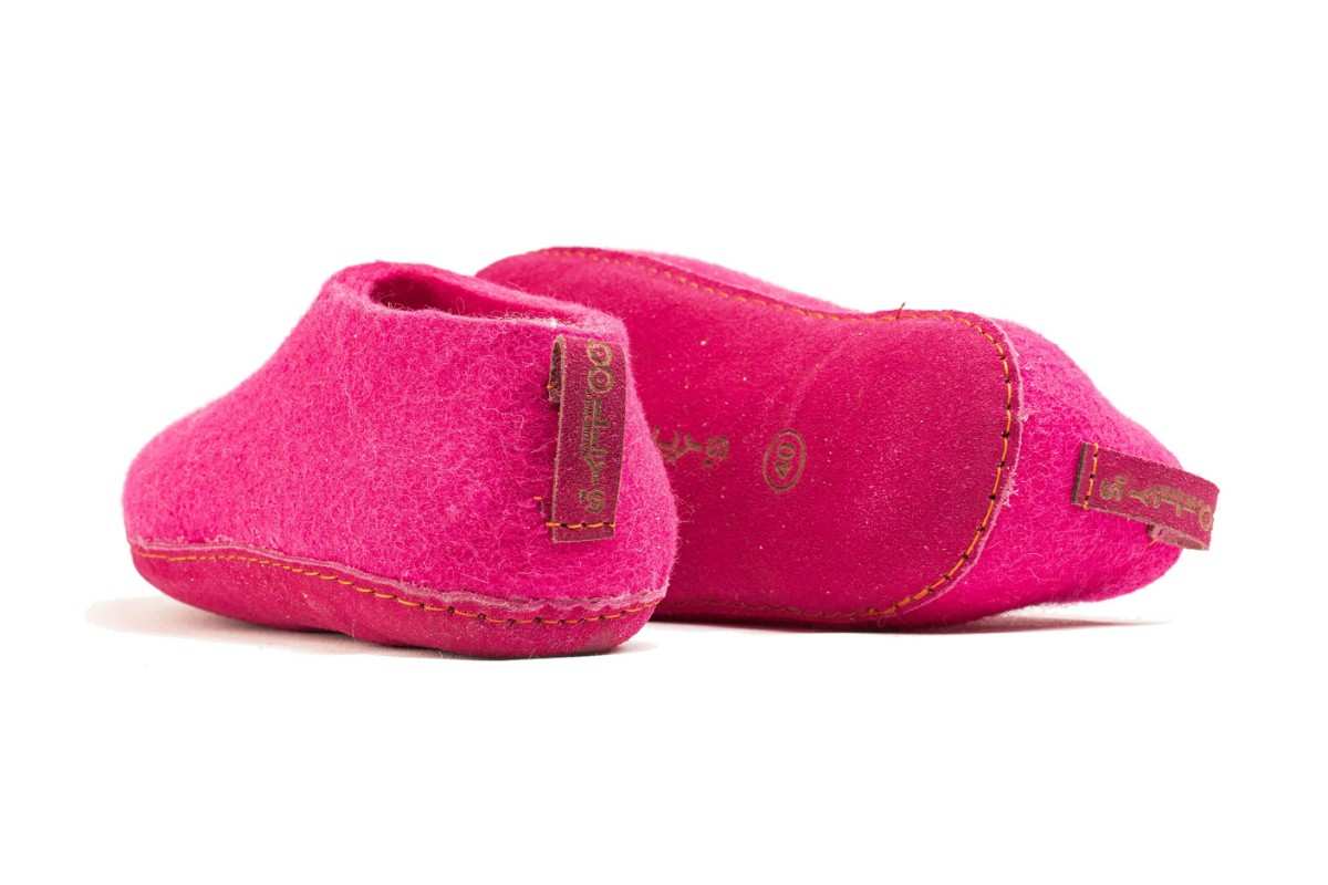 Indoor Shoes With Leather Sole - Fuchsia